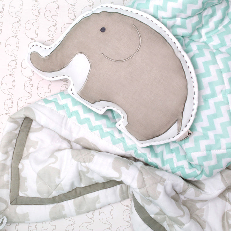 Organic Cotton Cot Bedding Set – Elephant Parade - With Dohar Blanket