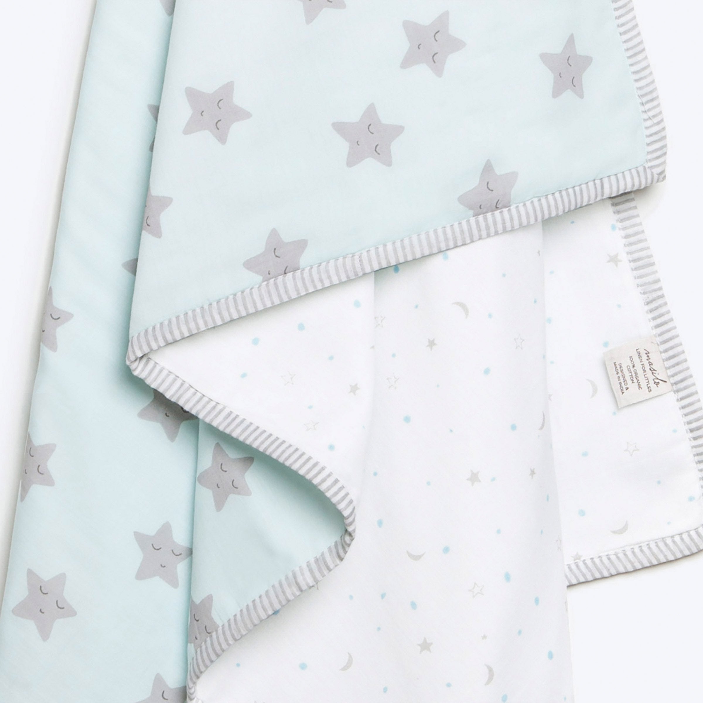 Organic Cotton Dohar  - Sleepy Star - Blue