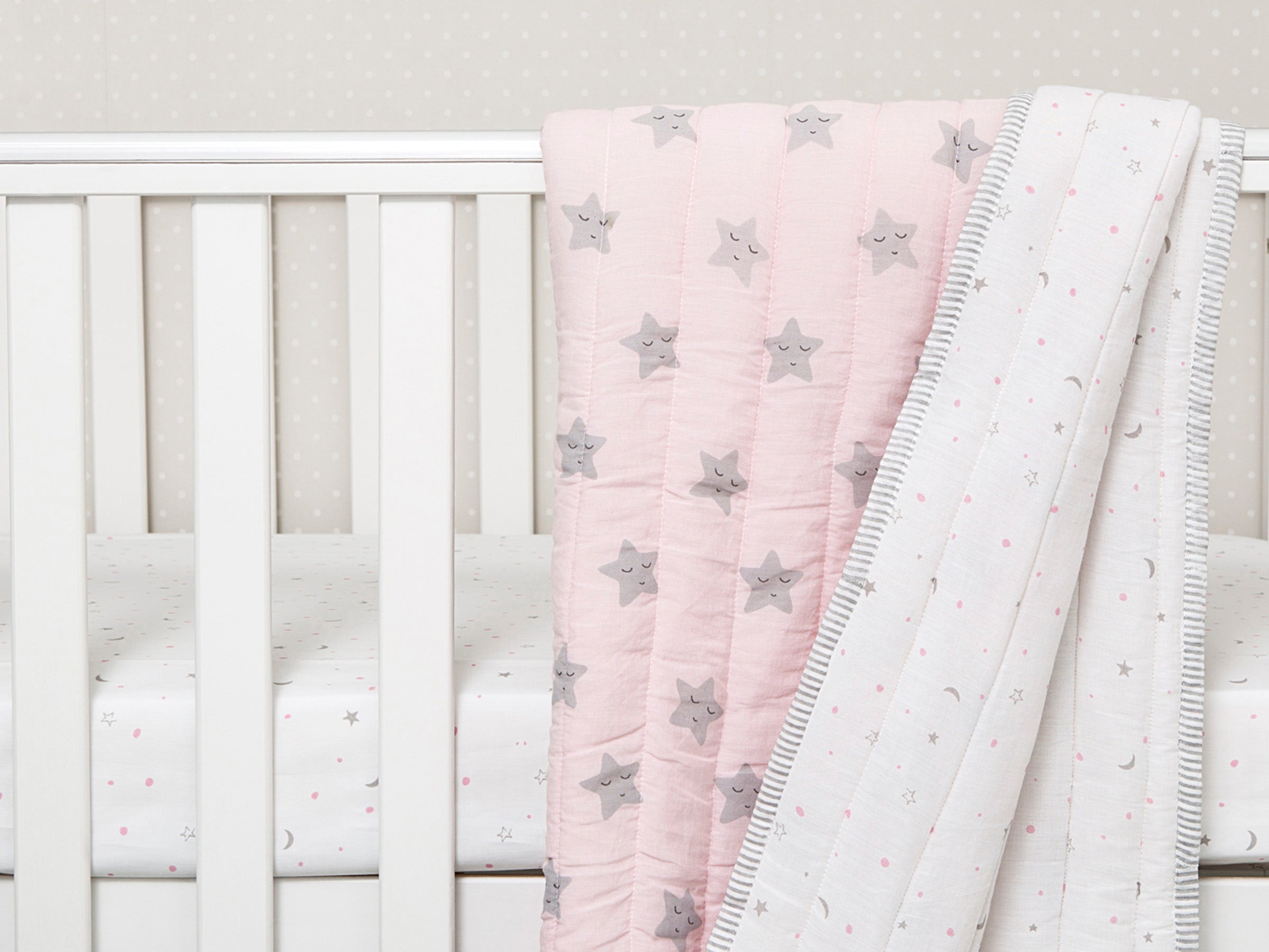 Organic Cotton Quilt - Sleepy Star - Pink