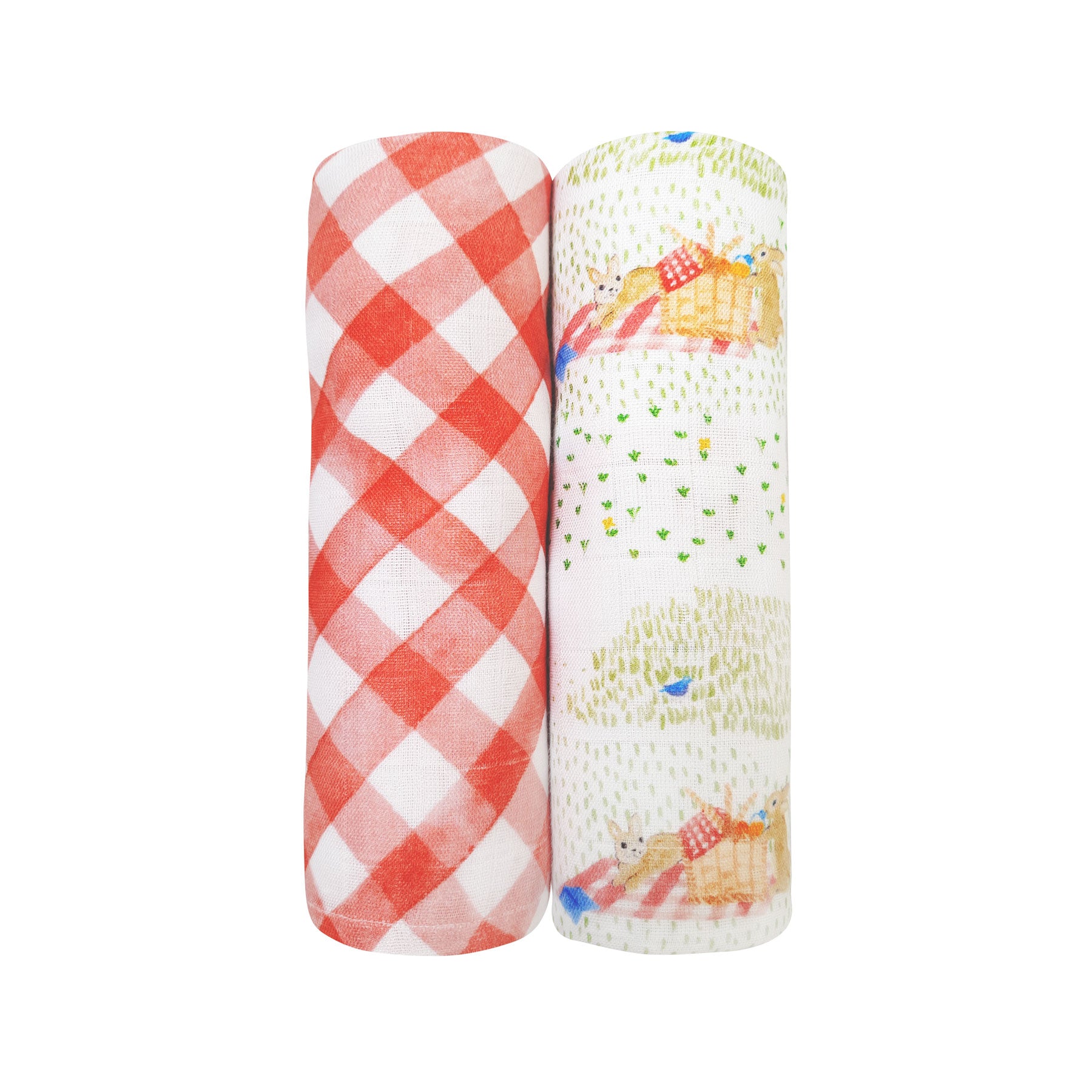 Bamboo Muslin Swaddles - Set of 2 – Picnic Party & Gingham Checks