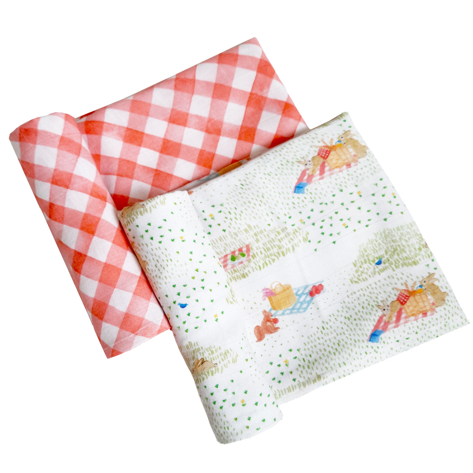Bamboo Muslin Swaddles - Set of 2 – Picnic Party & Gingham Checks