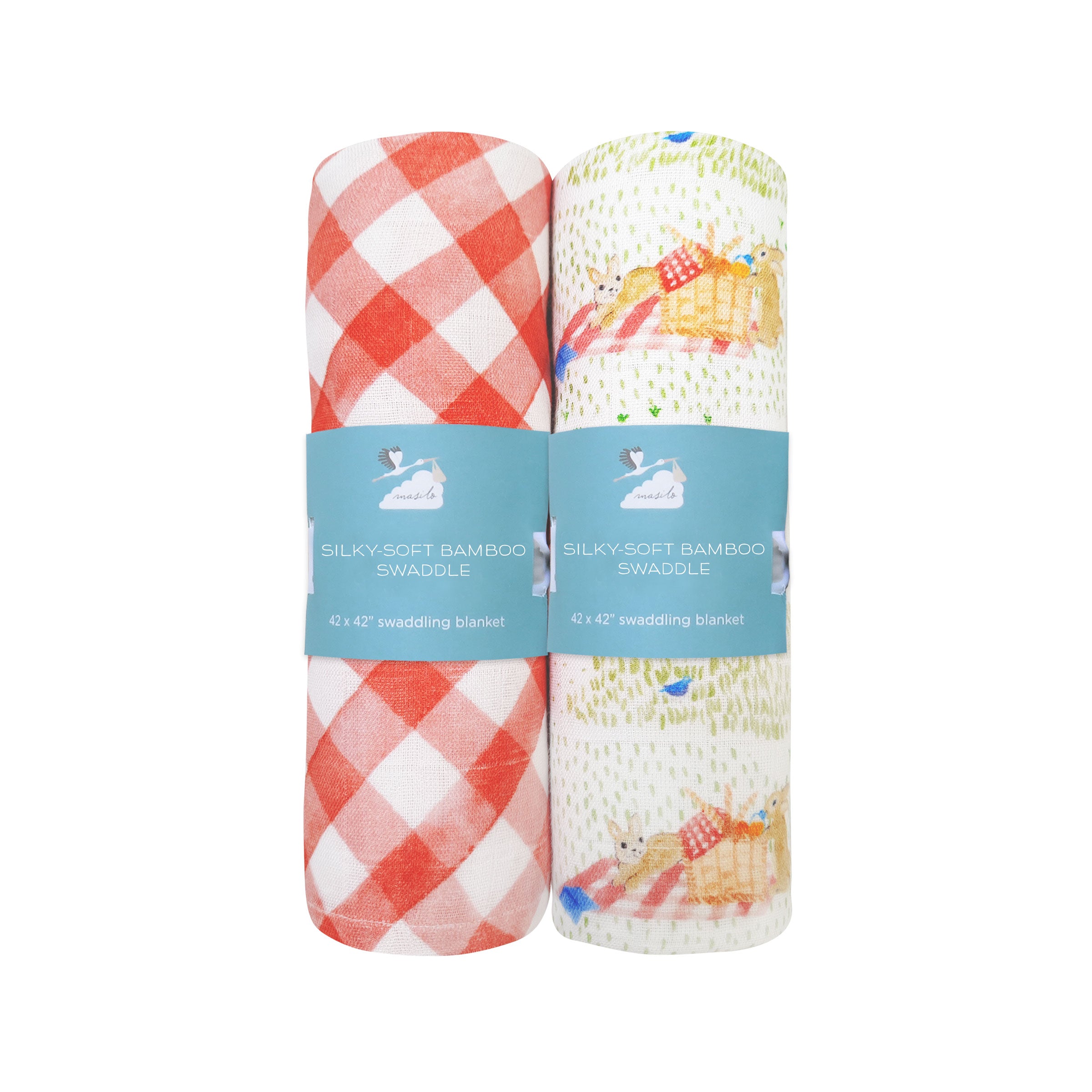 Bamboo Muslin Swaddles - Set of 2 – Picnic Party & Gingham Checks
