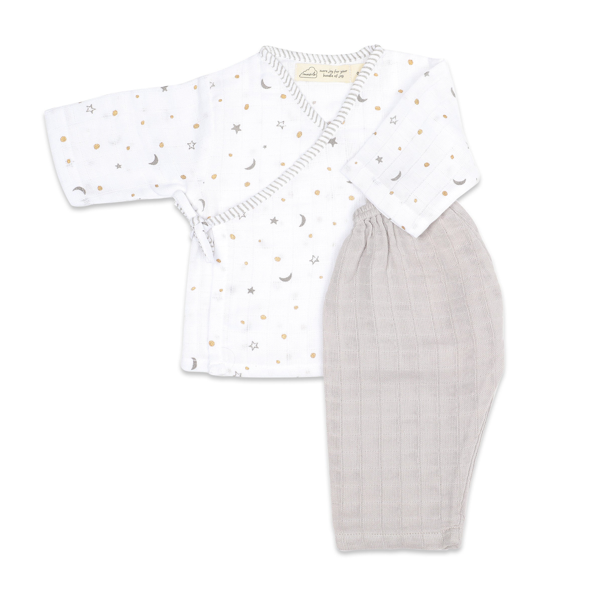 Organic Muslin Kimono Lounge Set - Starry Night | Metallic