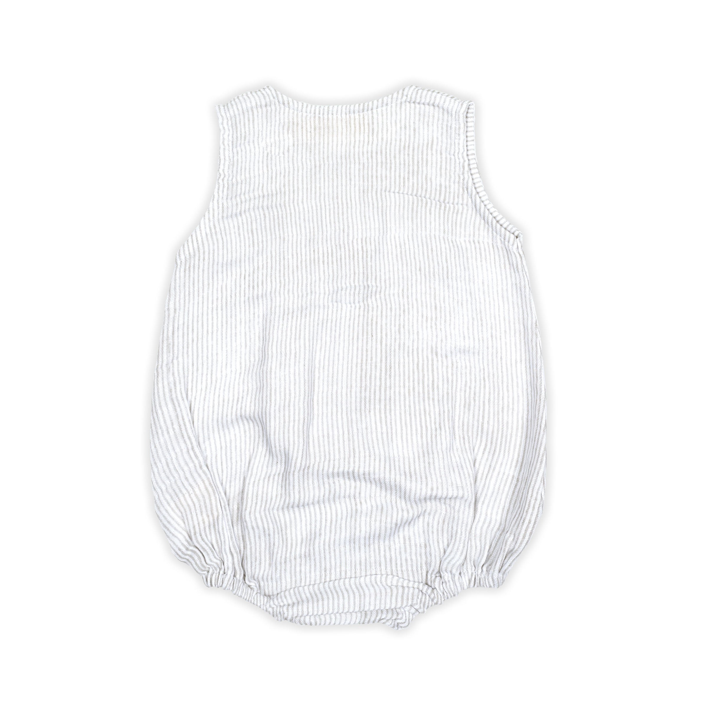 Organic Muslin Baby Romper - Grey Stripe