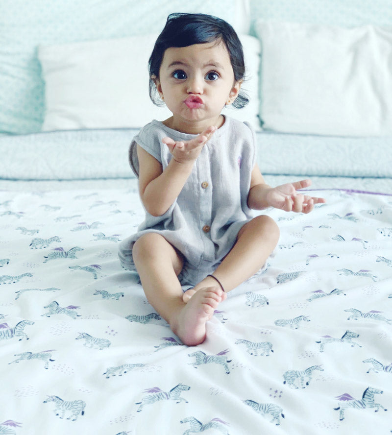 Organic Muslin Baby Romper - Grey