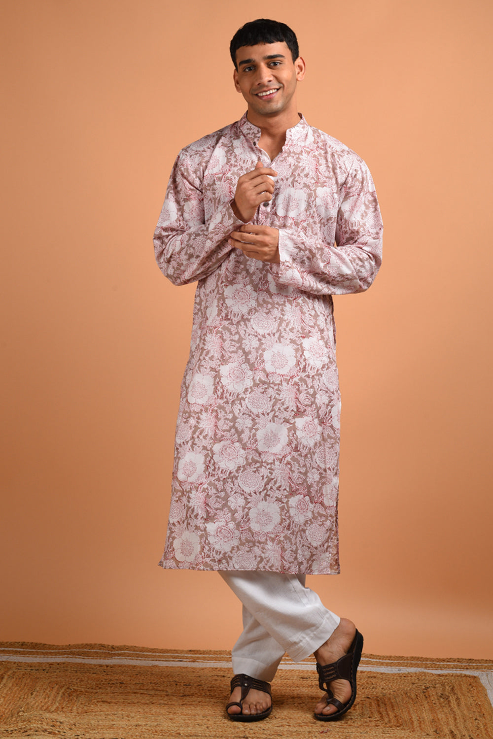 Brown Handblock Kurta