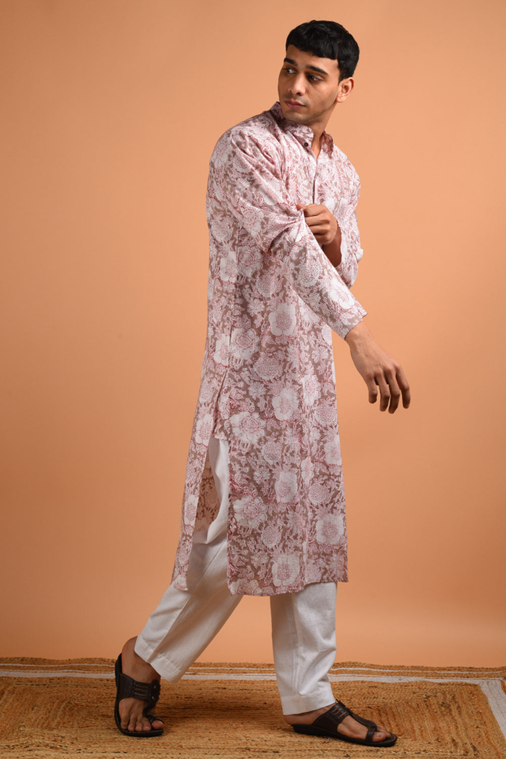 Brown Handblock Kurta