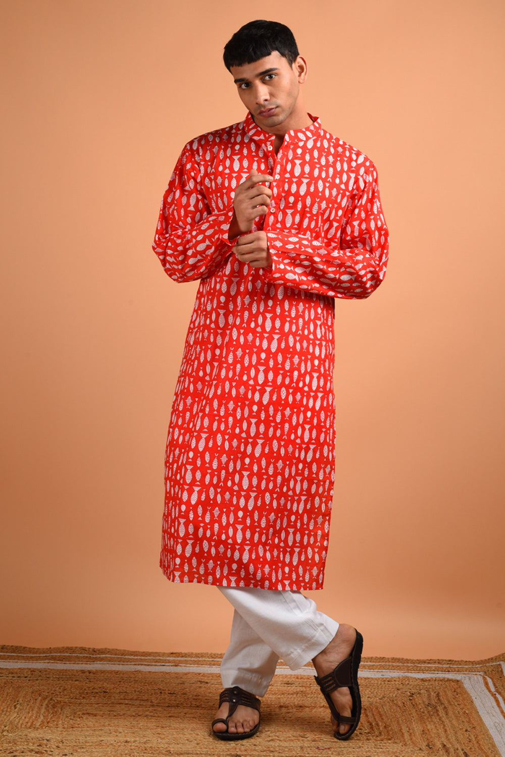 Red Cotton Kurta