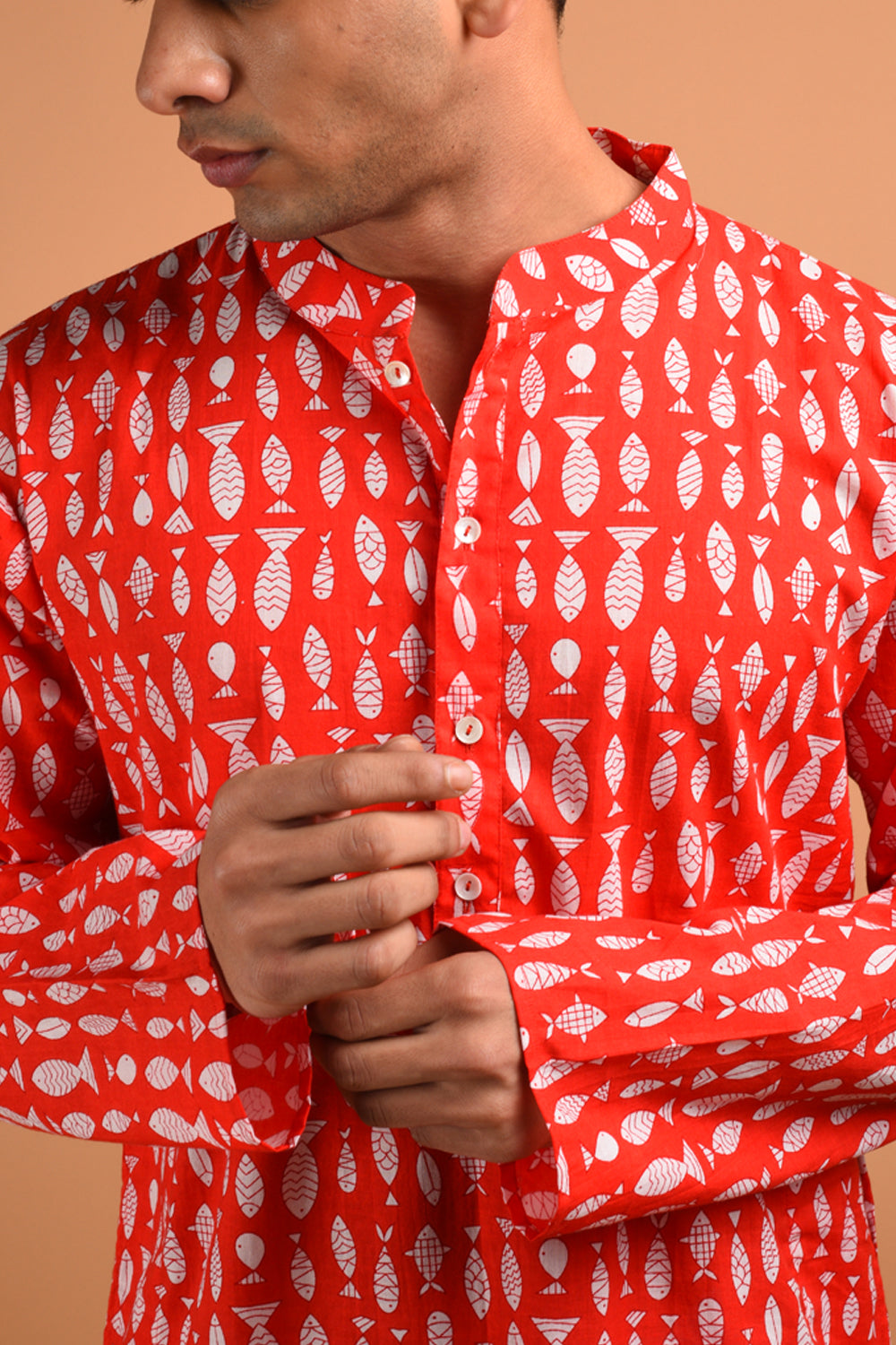 Red Cotton Kurta