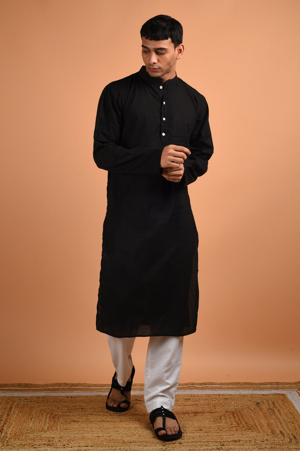 Black Cotton Kurta