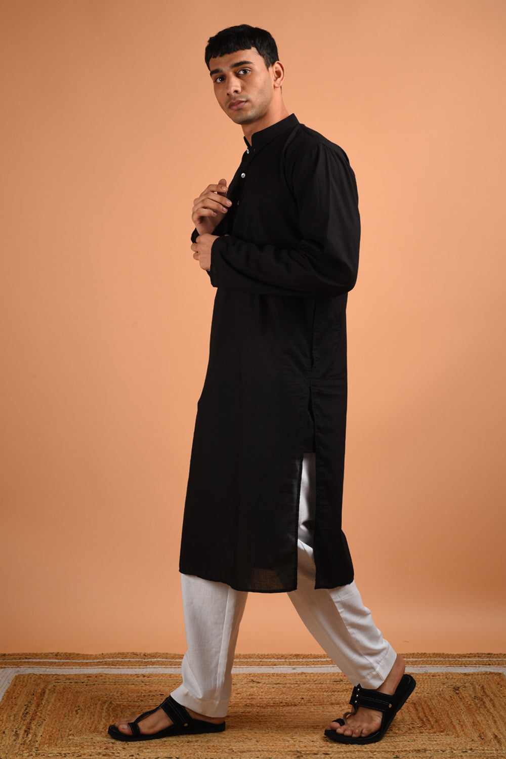 Black Cotton Kurta