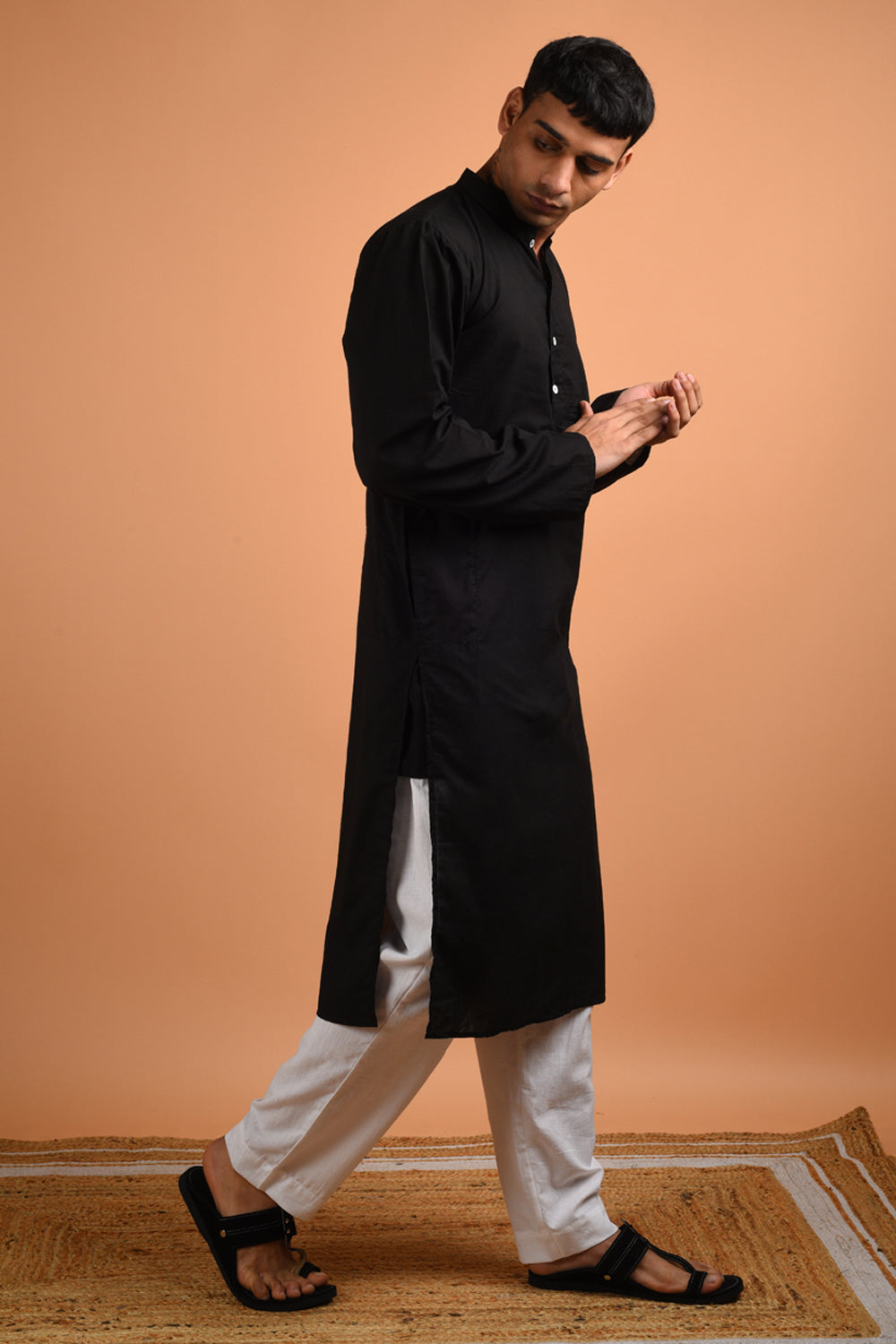 Black Cotton Kurta