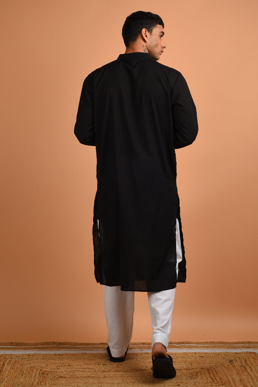 Black Cotton Kurta