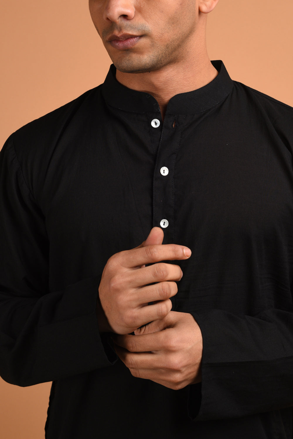 Black Cotton Kurta