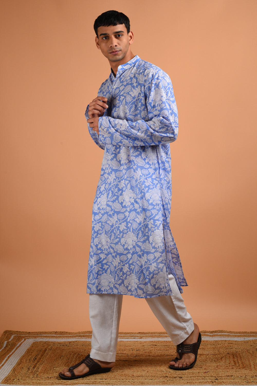 Azure Handblock Kurta