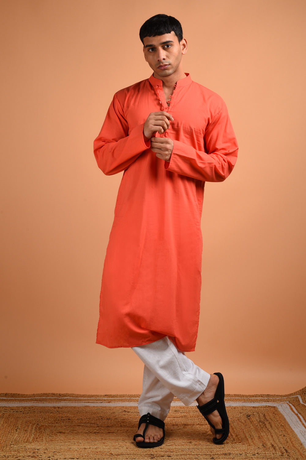 Coral Cotton Kurta