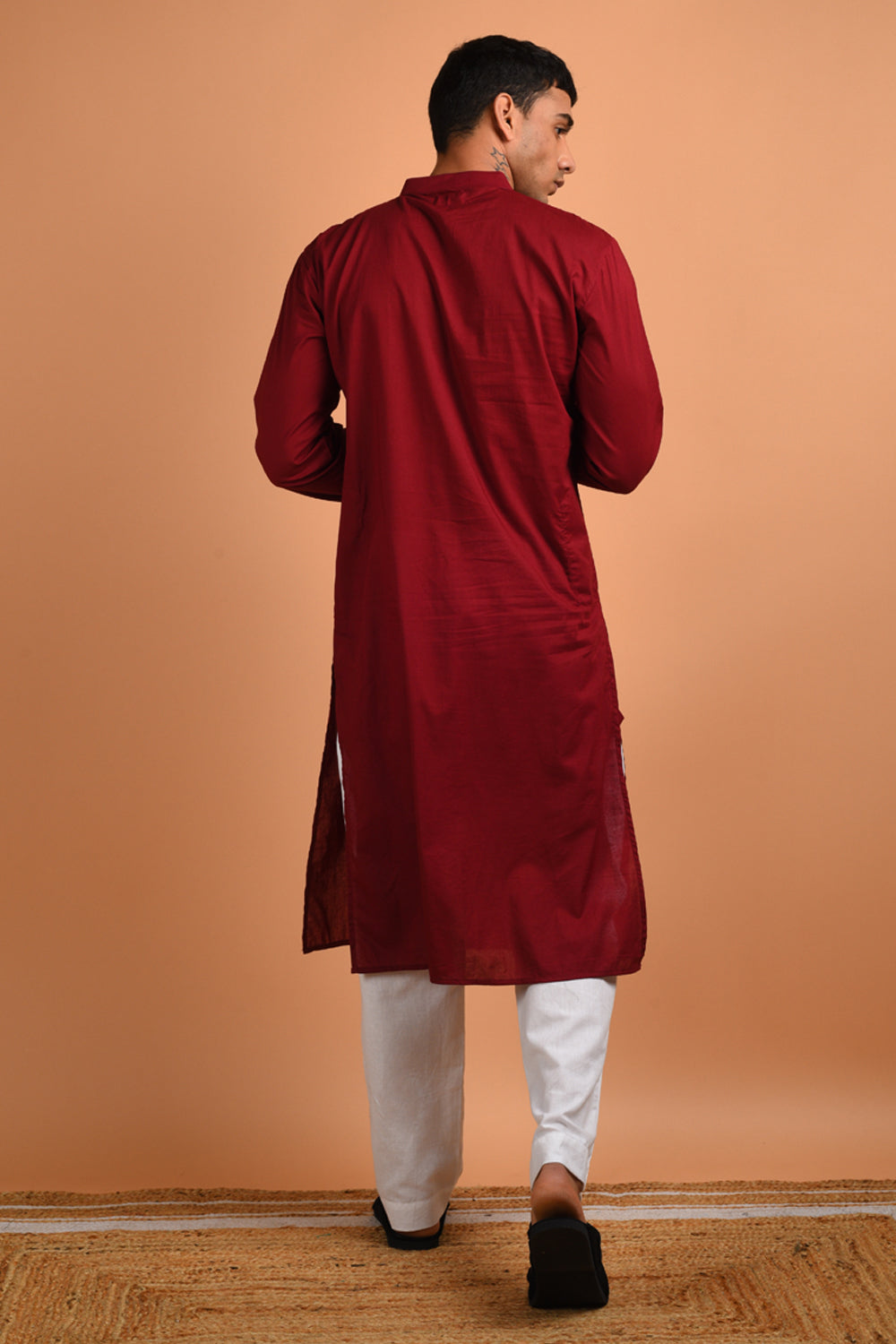 Maroon Cotton Kurta