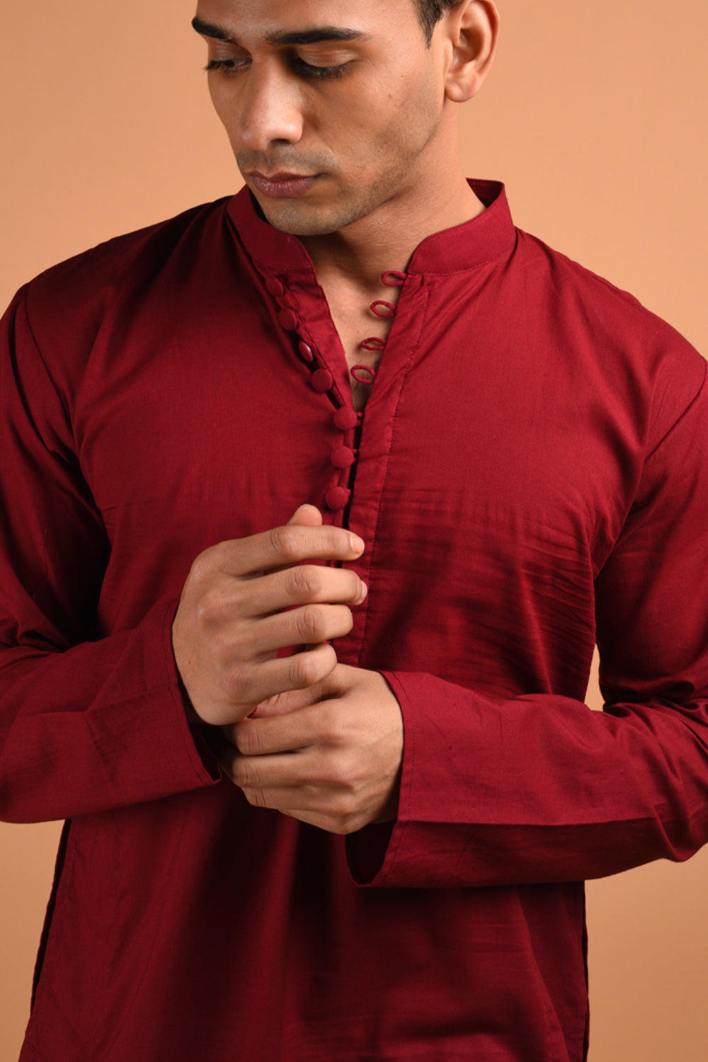 Maroon Cotton Kurta