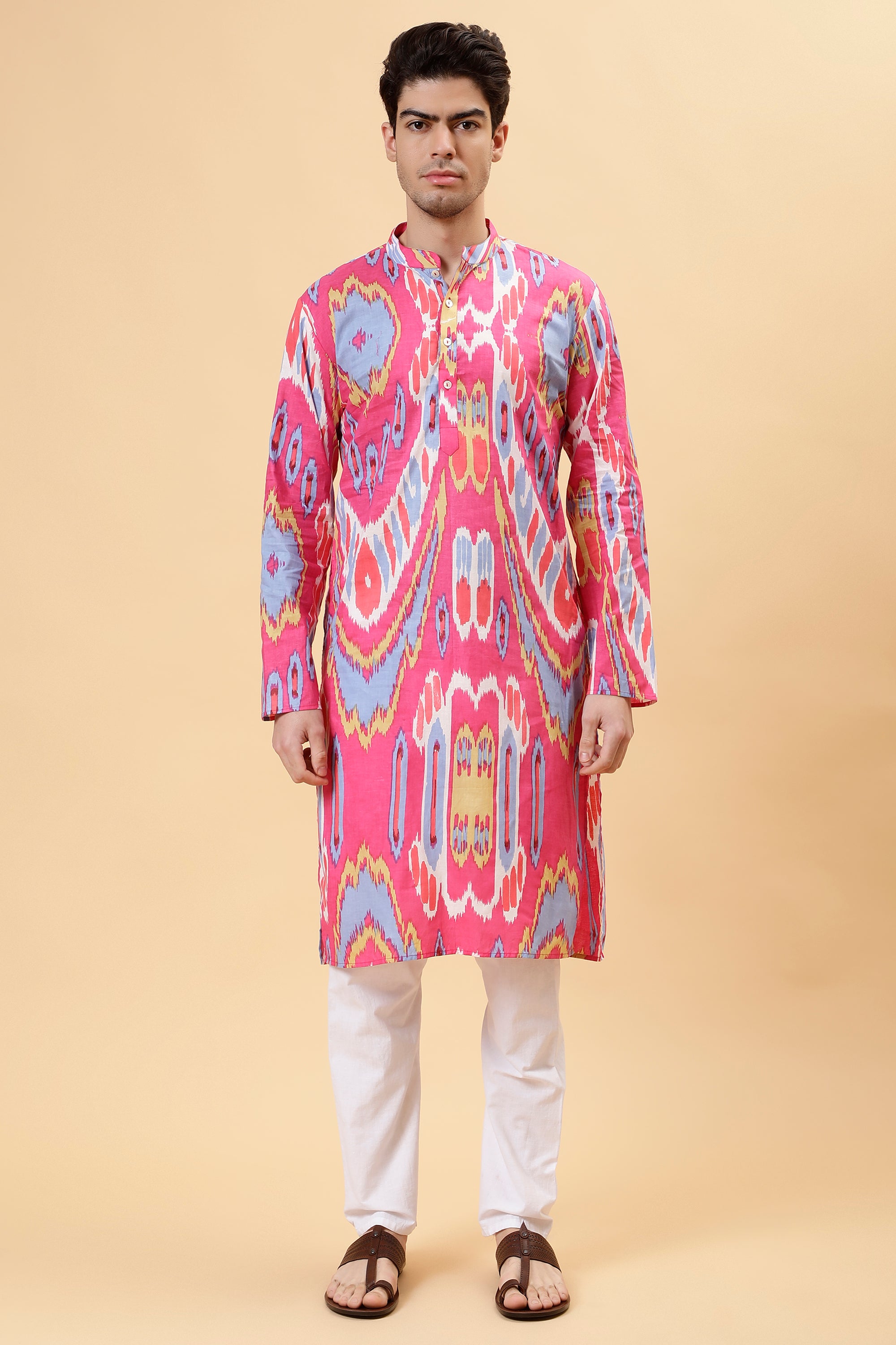 Pink Ikat Kurta