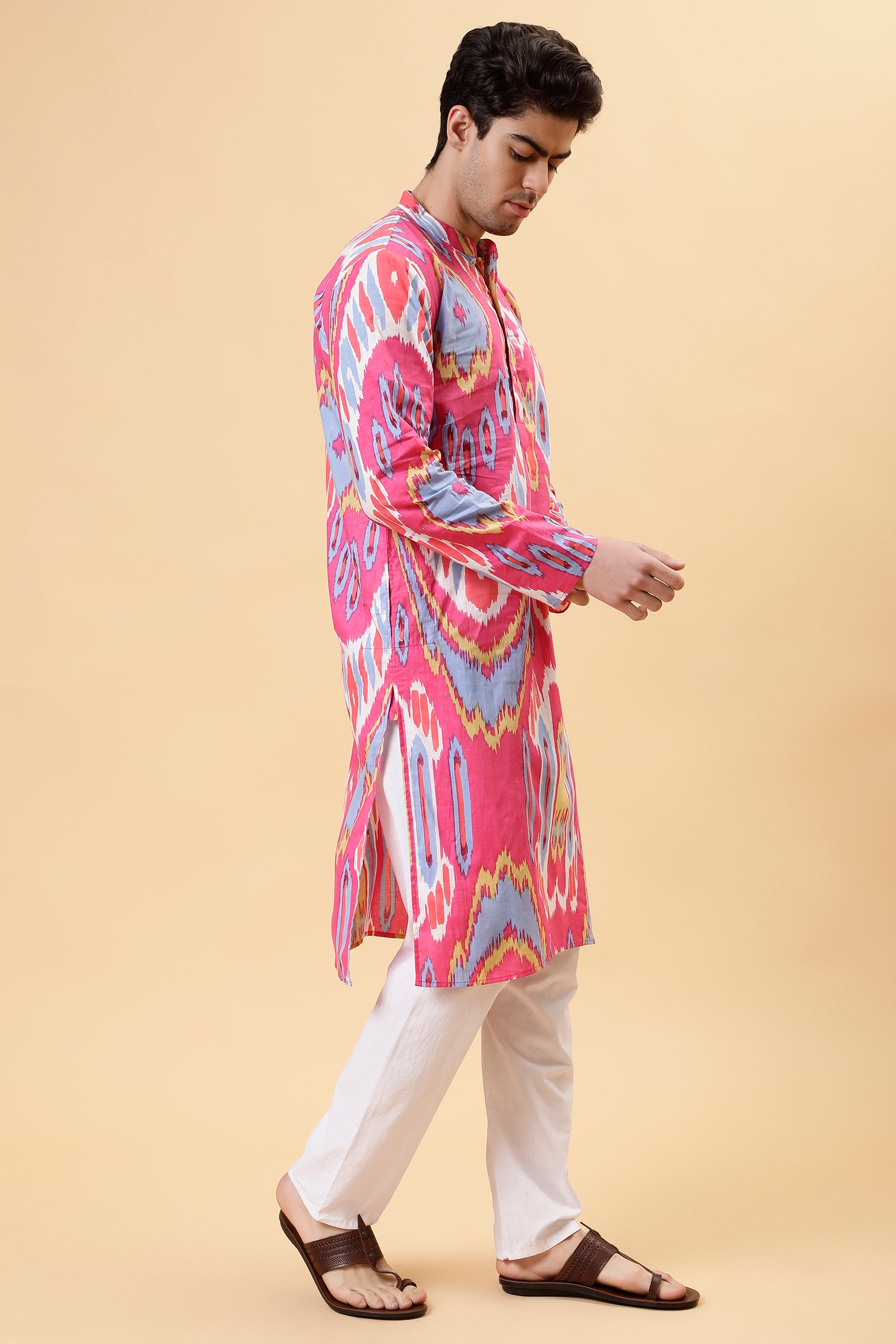 Pink Ikat Kurta