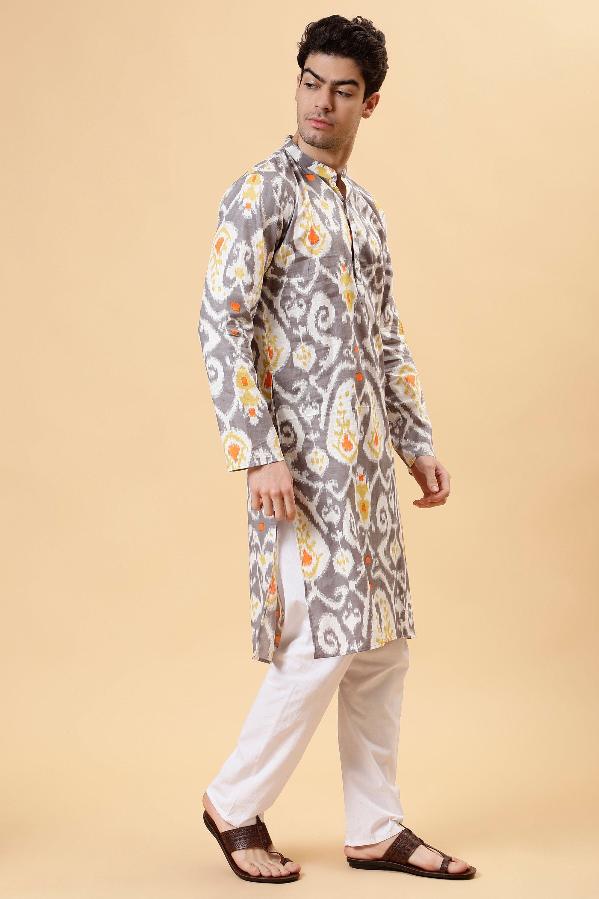 Grey Ikat Kurta