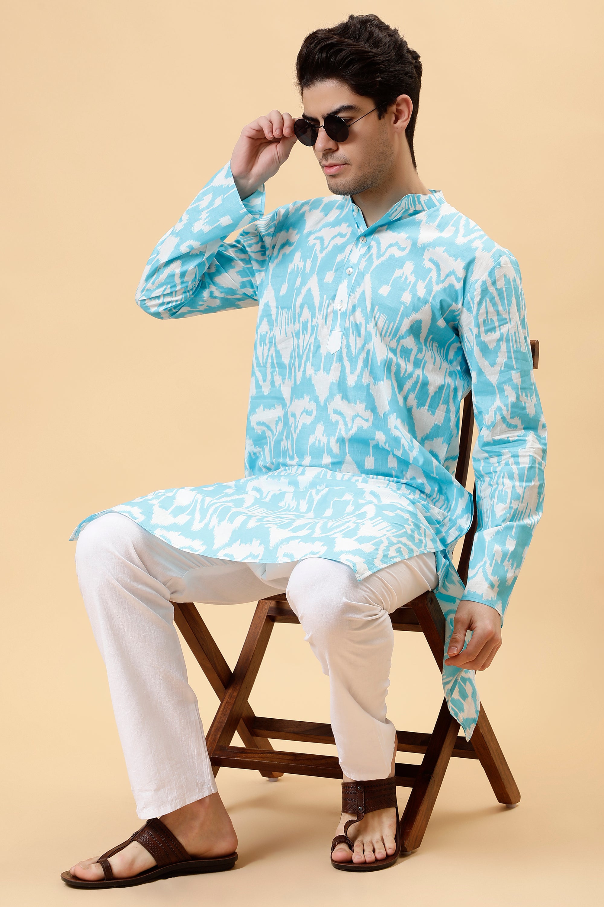 Blue Ikat Kurta