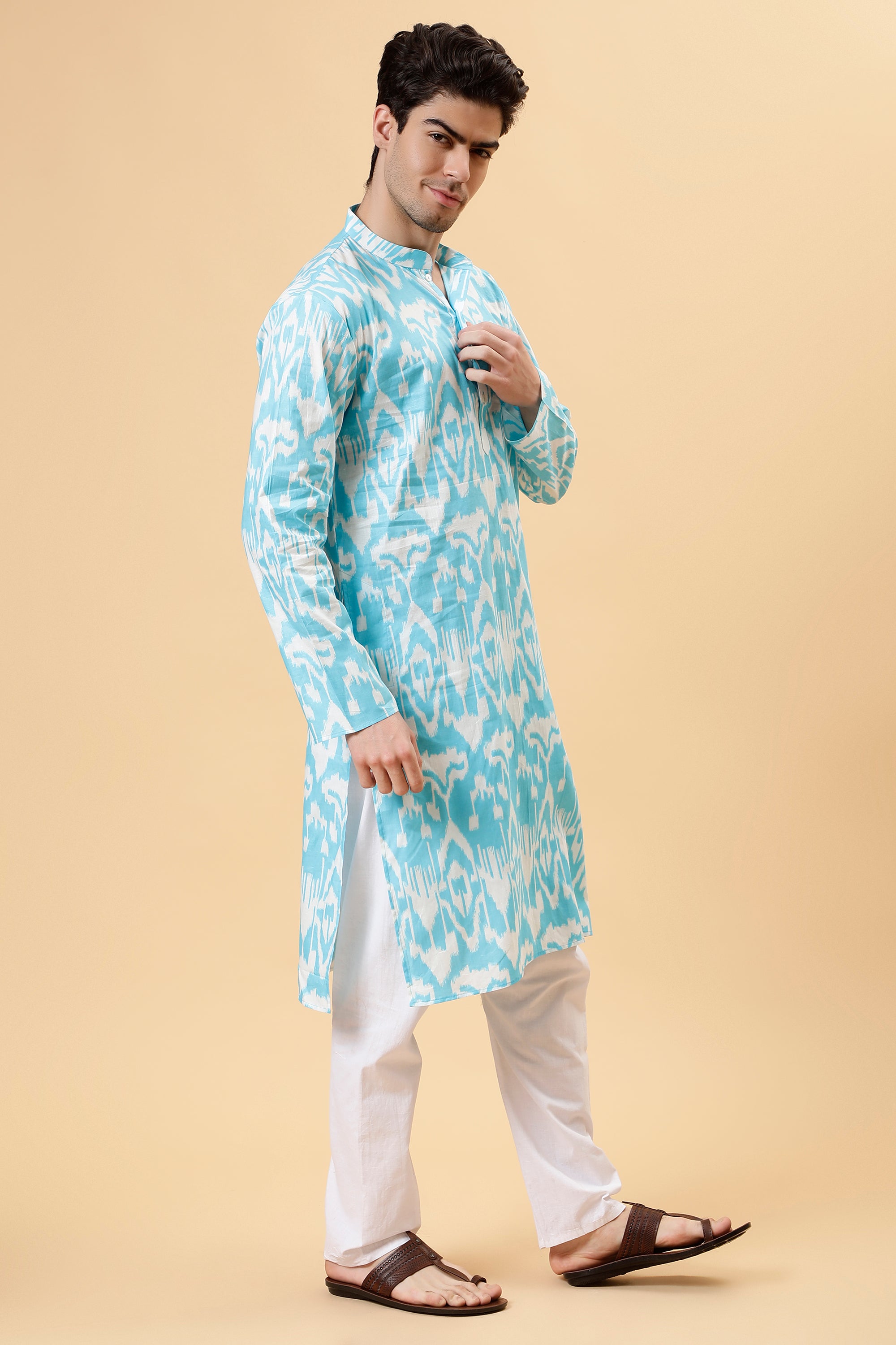 Blue Ikat Kurta