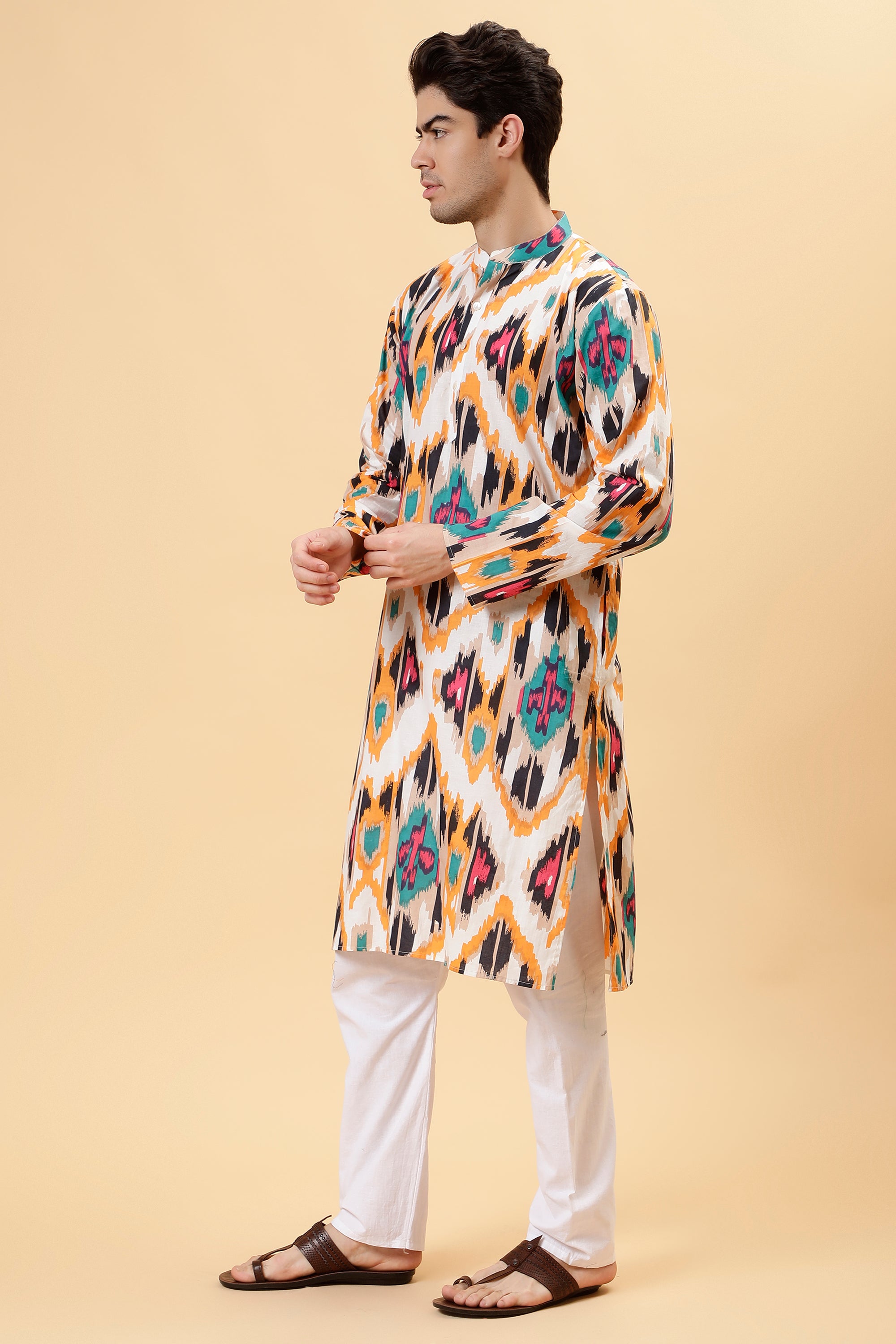 Brown Ikat Kurta