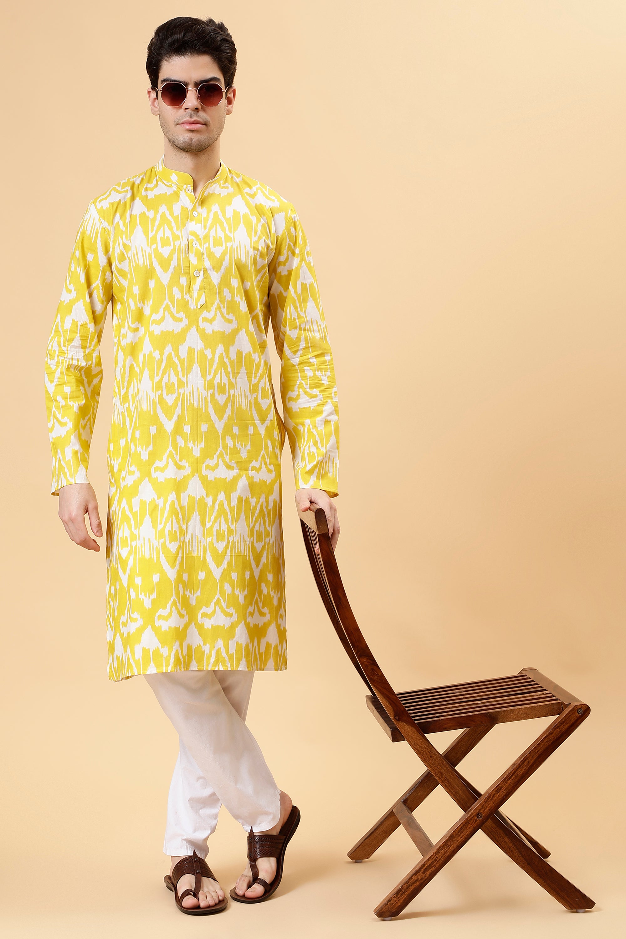 Yellow Ikat Kurta