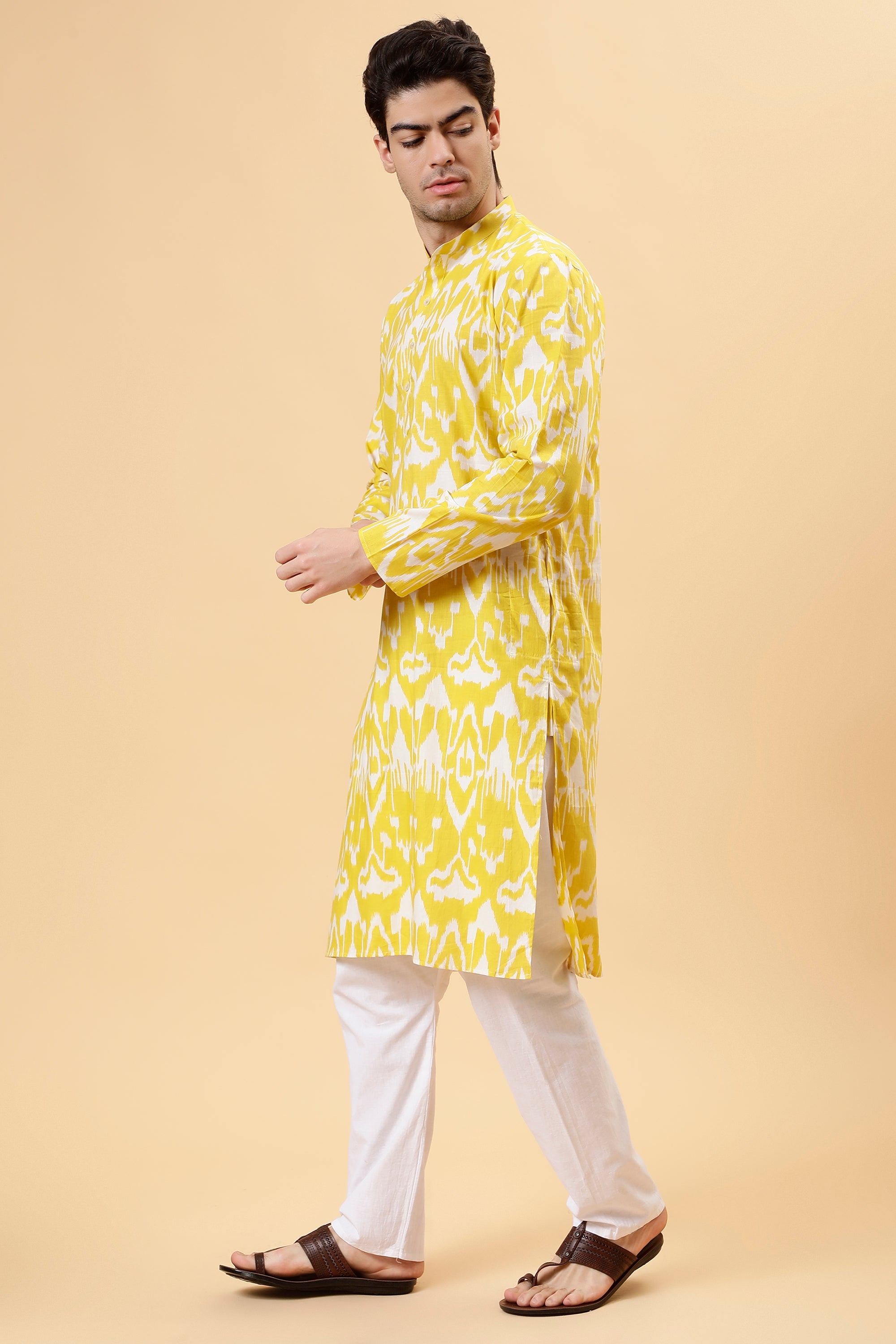 Yellow Ikat Kurta