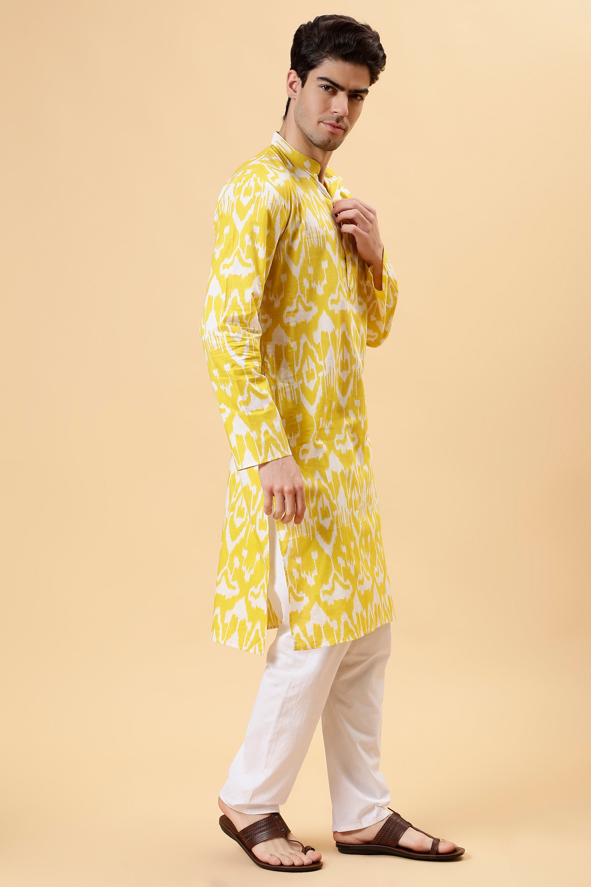 Yellow Ikat Kurta