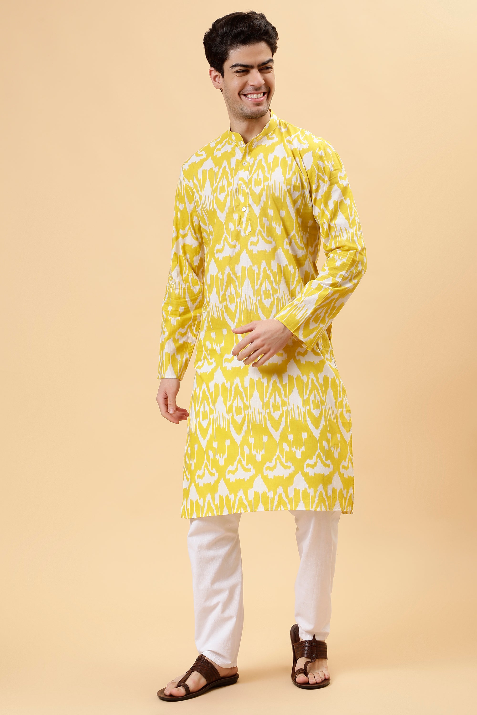 Yellow Ikat Kurta