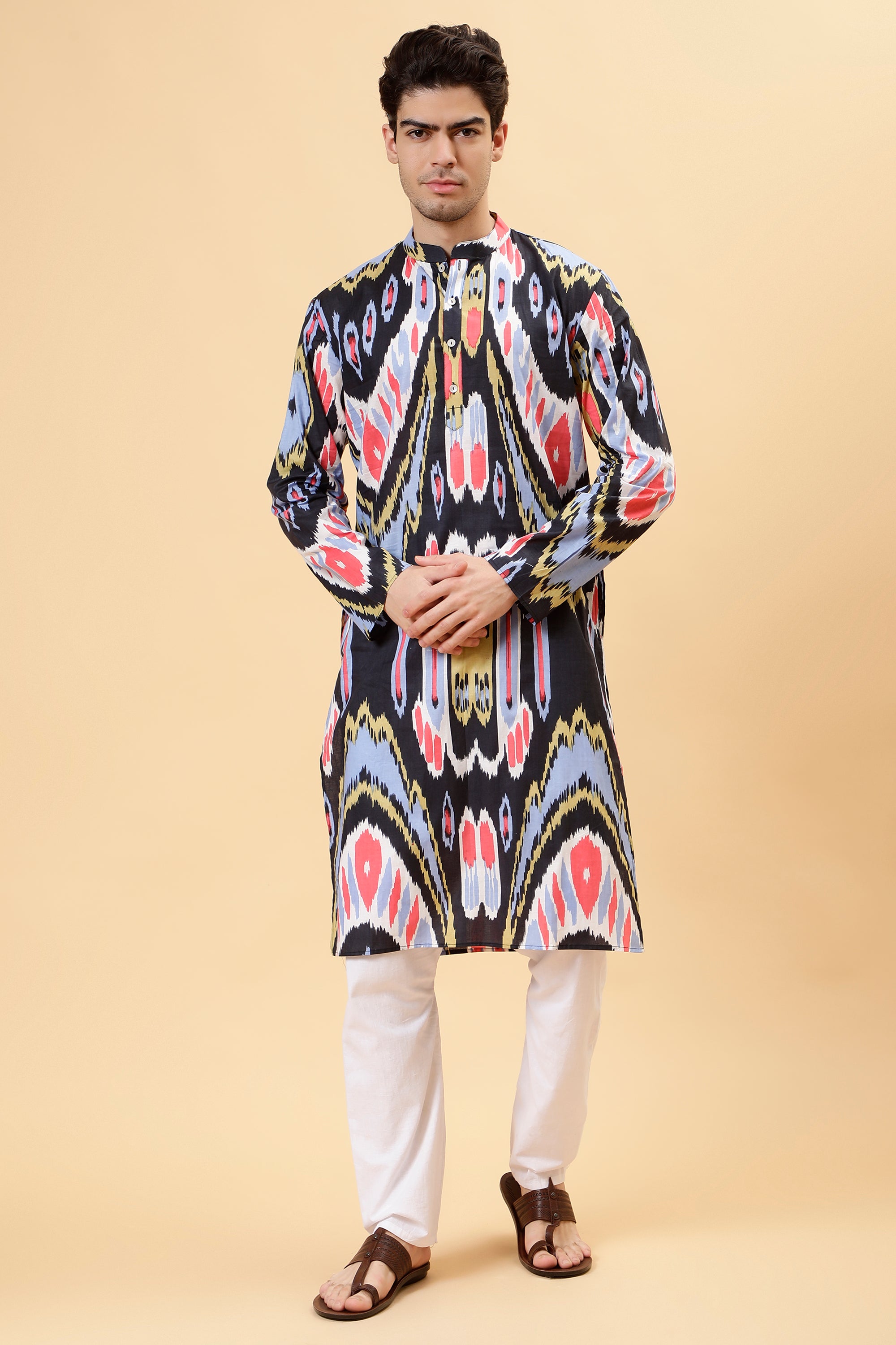 Black Ikat Kurta