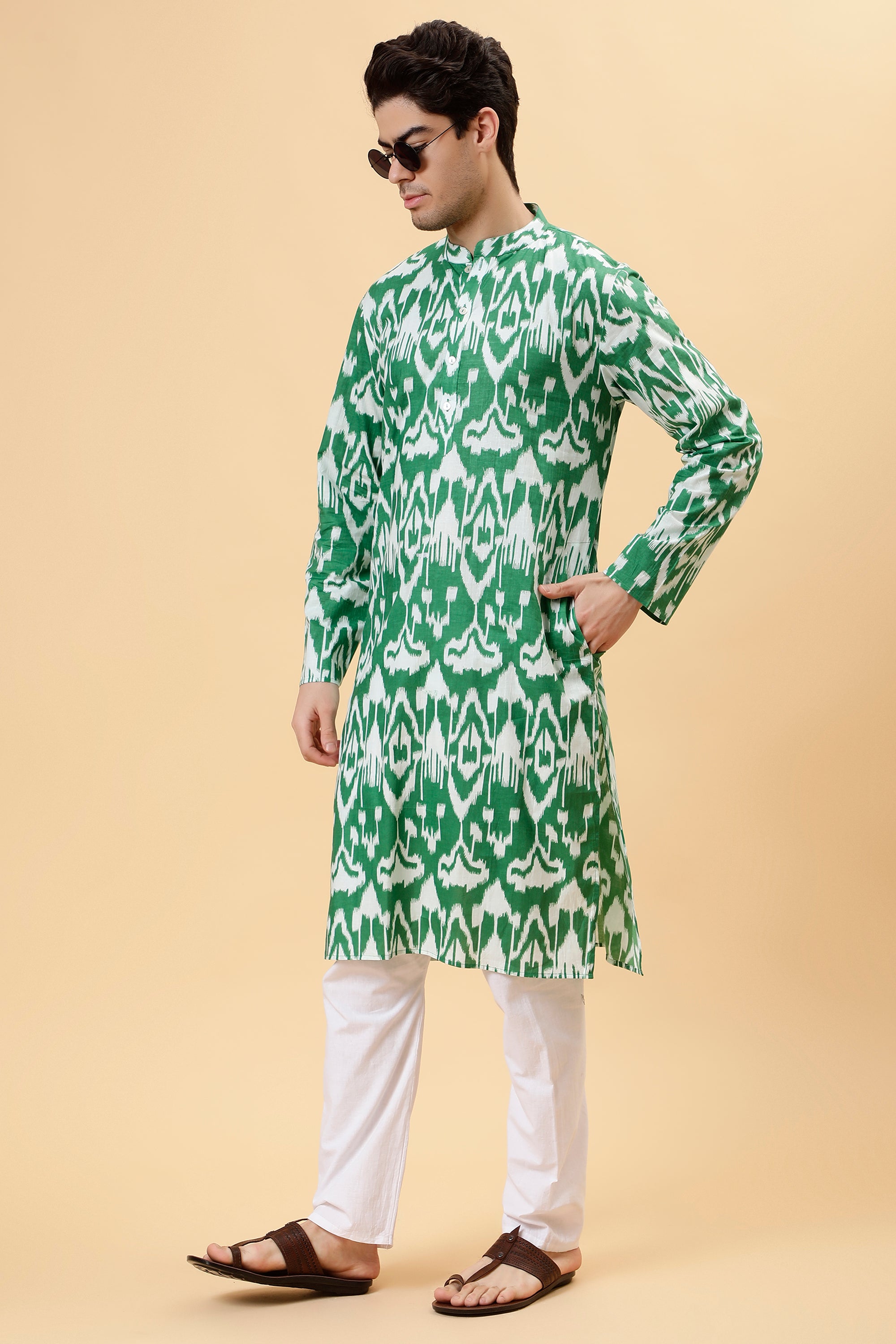 Green Ikat Kurta