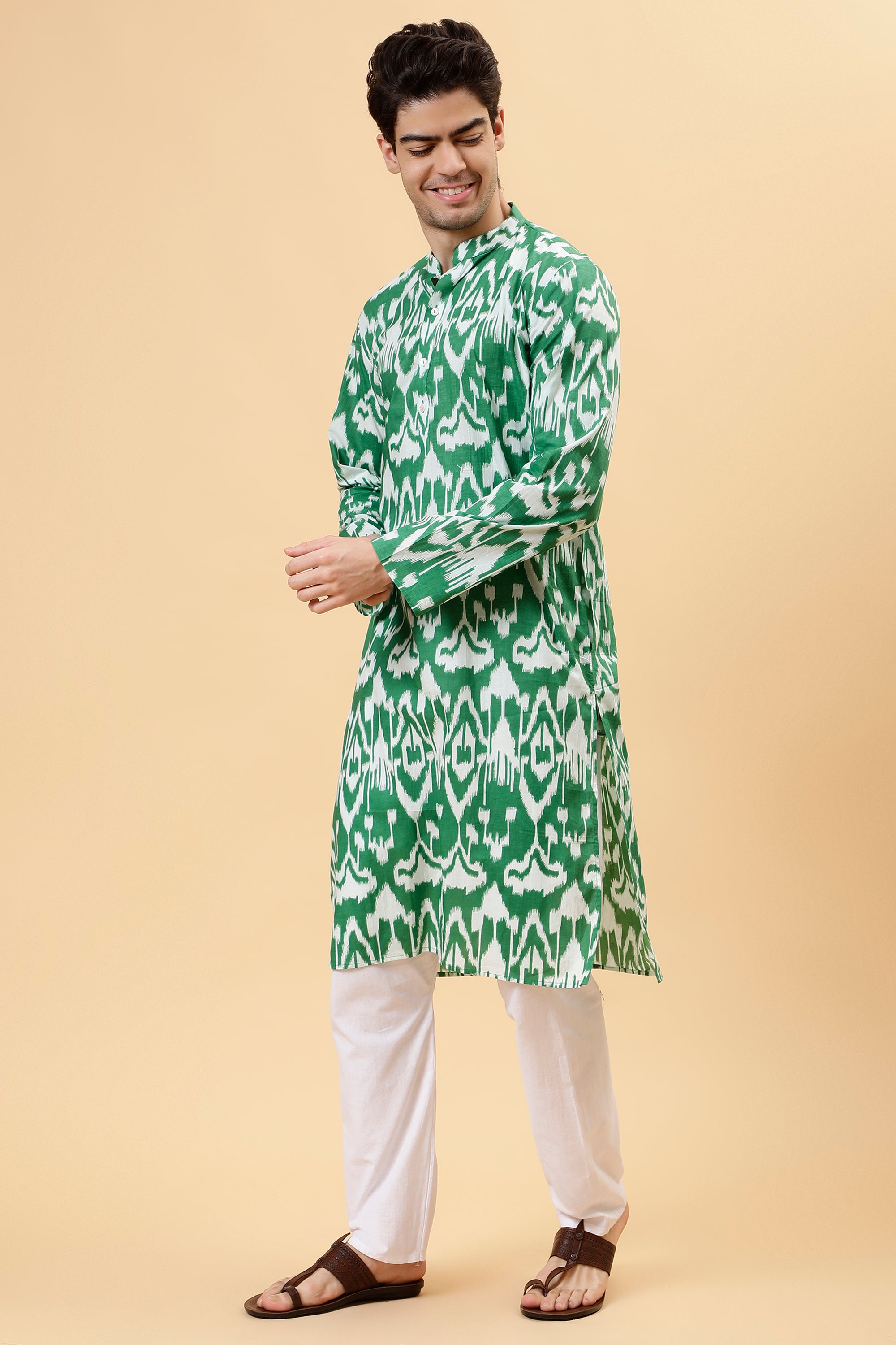 Green Ikat Kurta