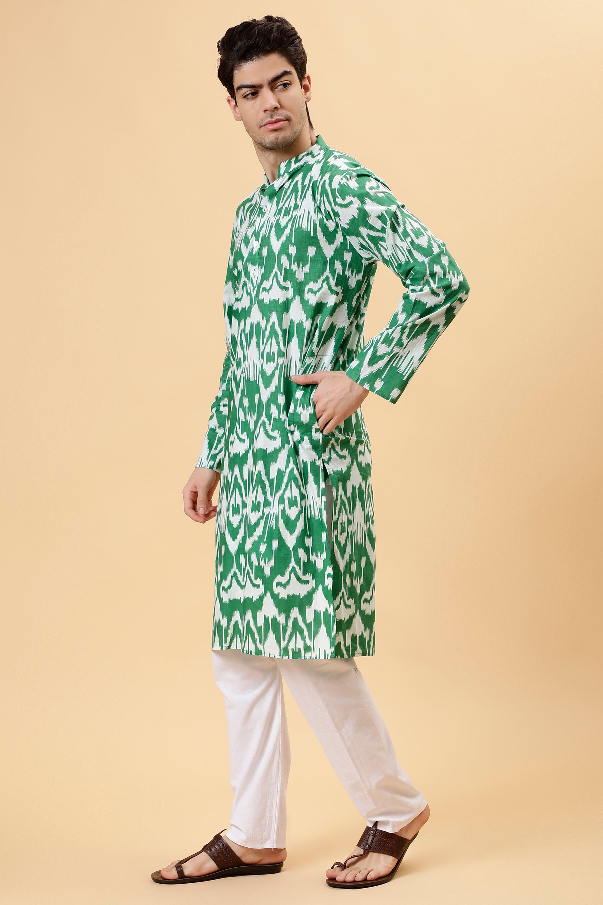 Green Ikat Kurta