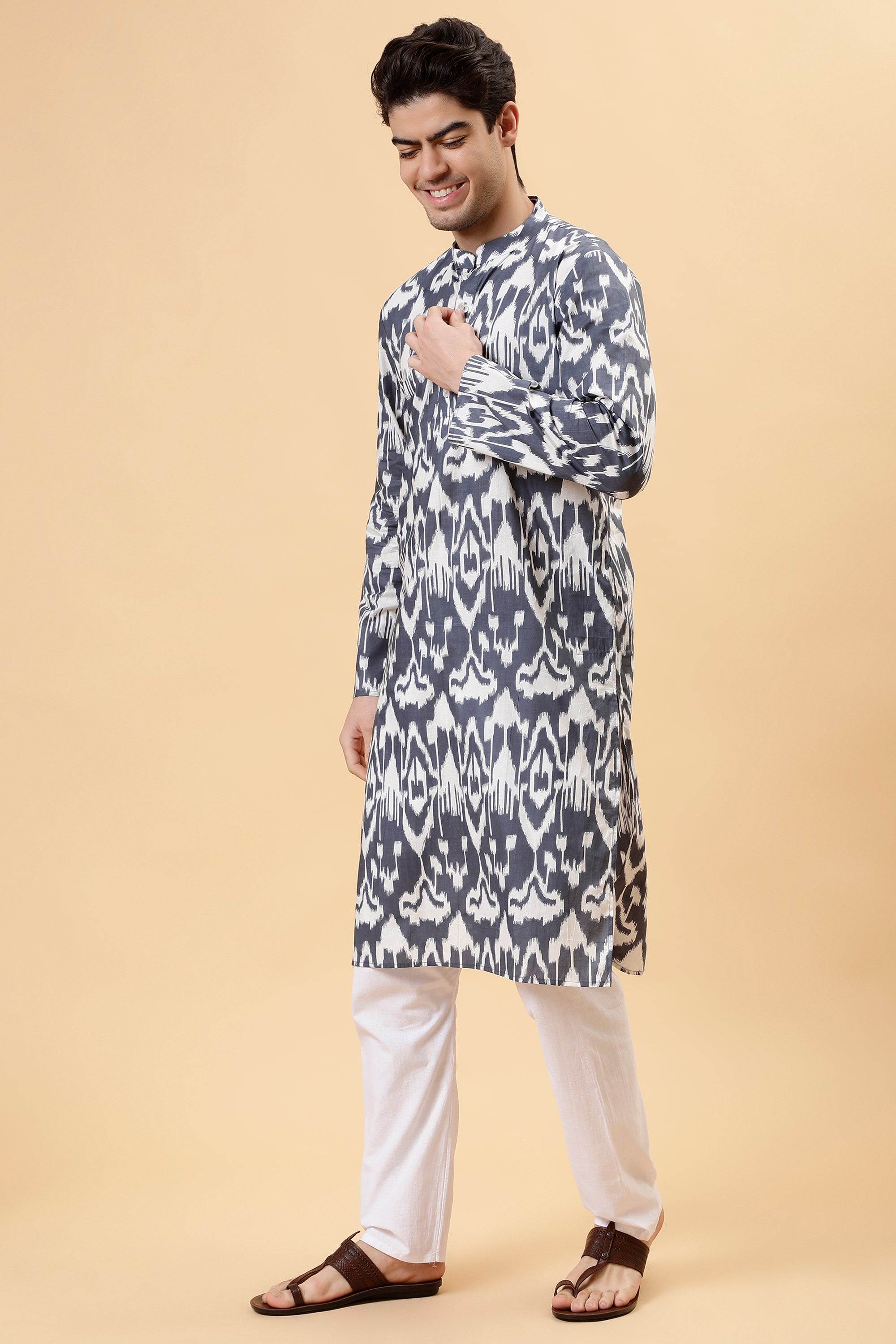 Ash Ikat Kurta