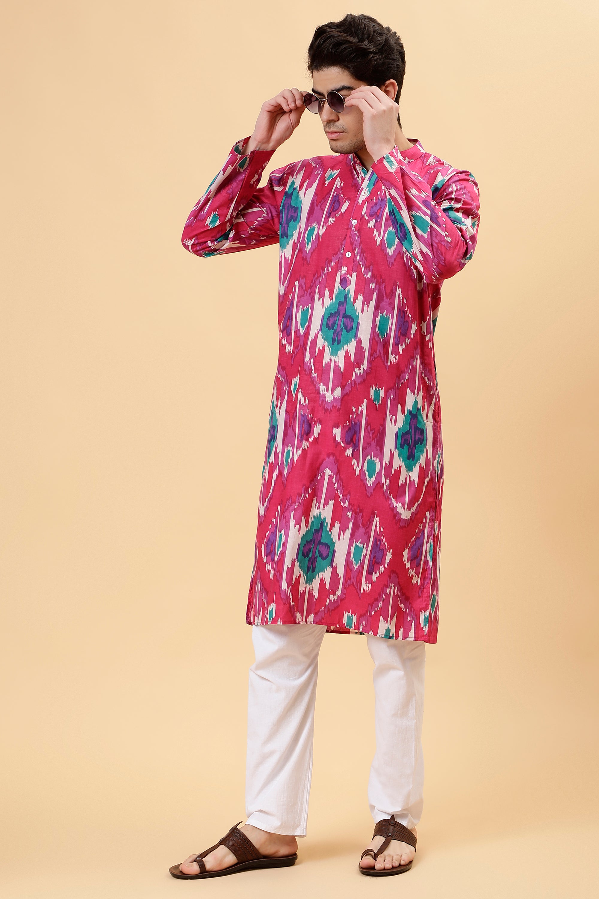 Magenta Ikat Kurta