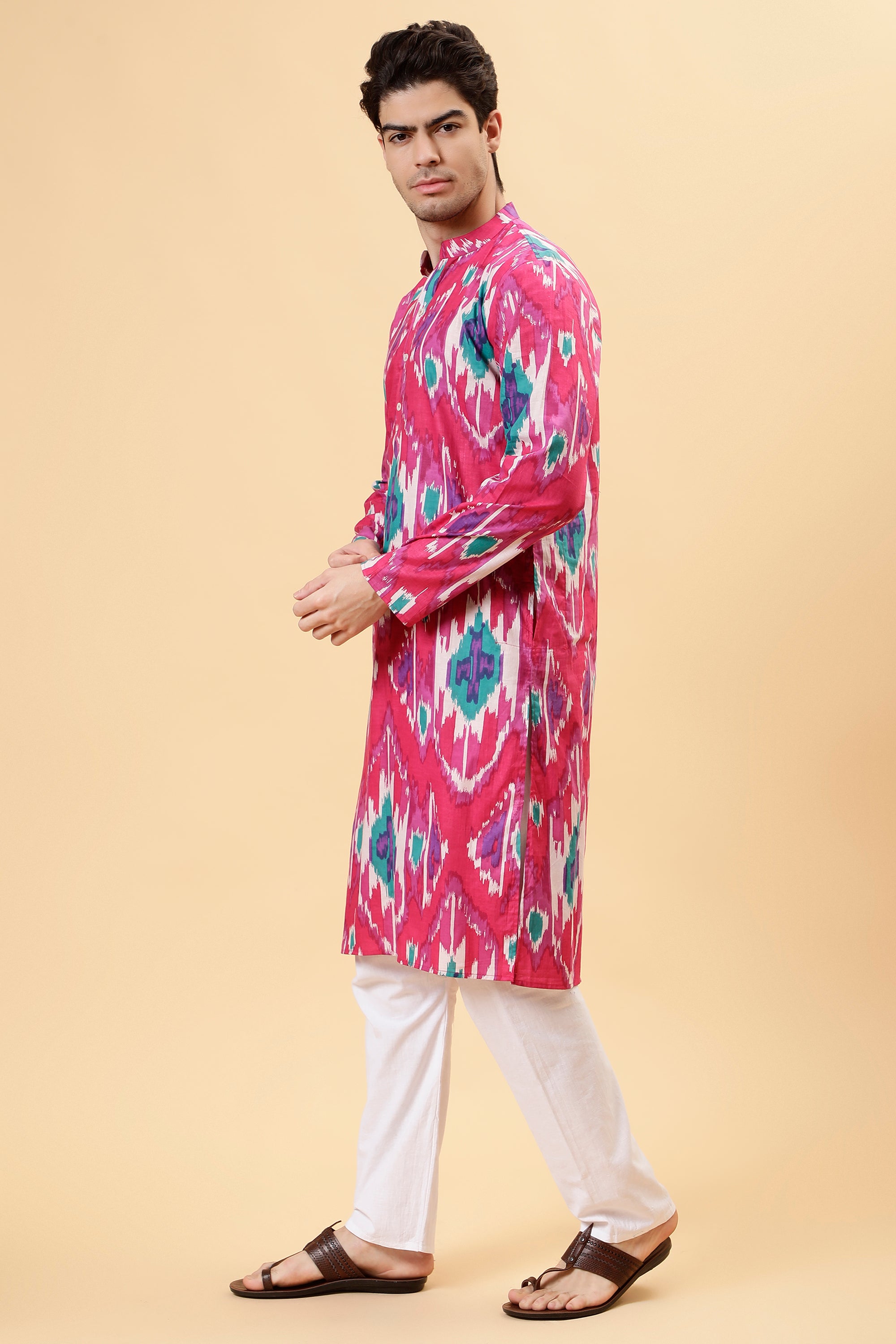 Magenta Ikat Kurta