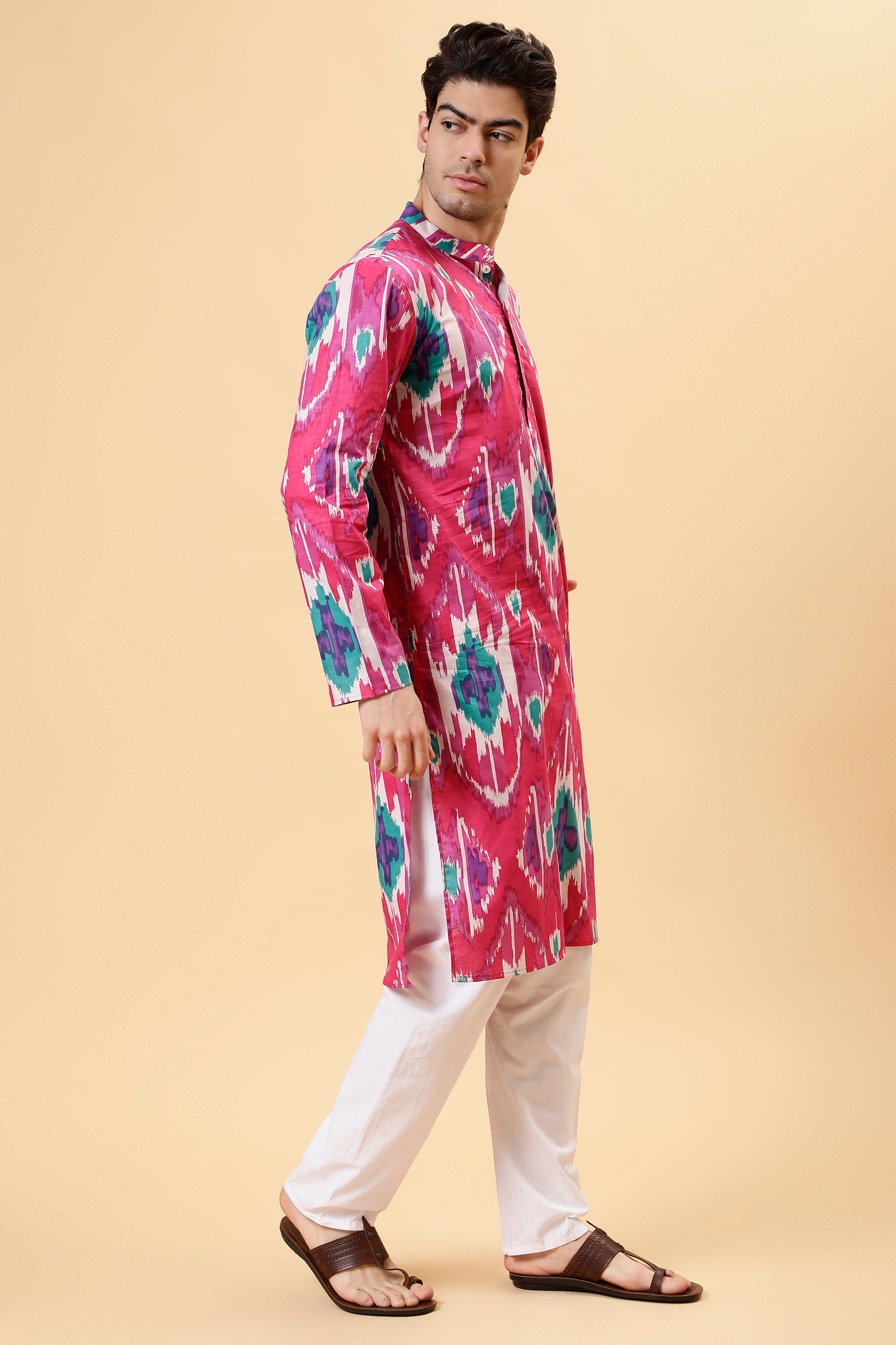 Magenta Ikat Kurta