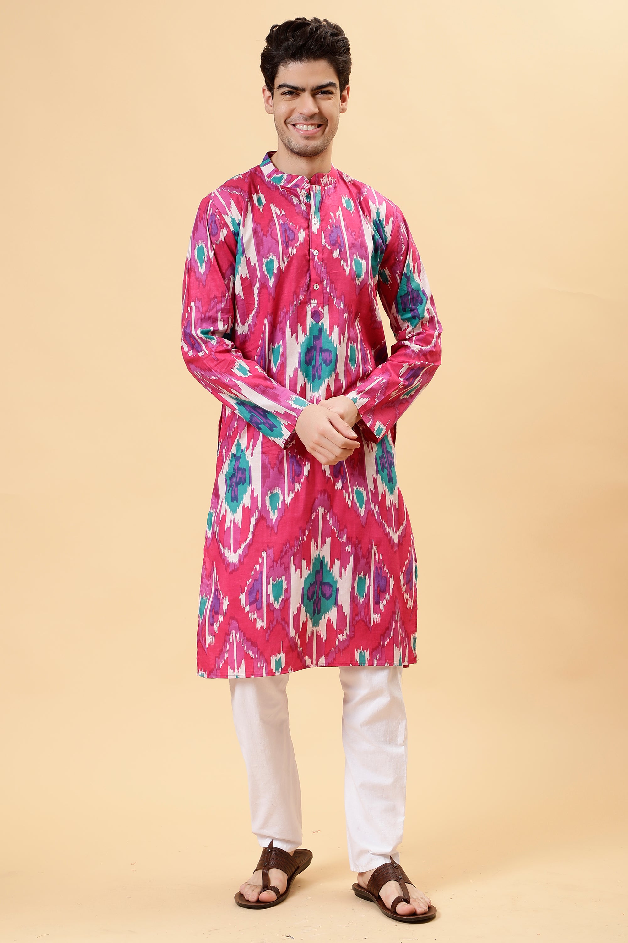 Magenta Ikat Kurta