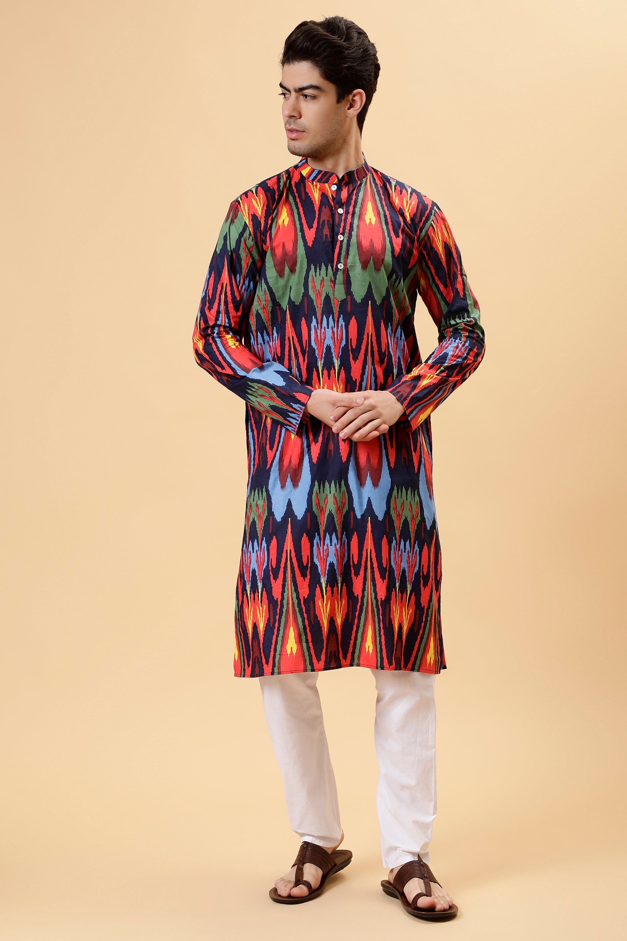 Navy Ikat Kurta