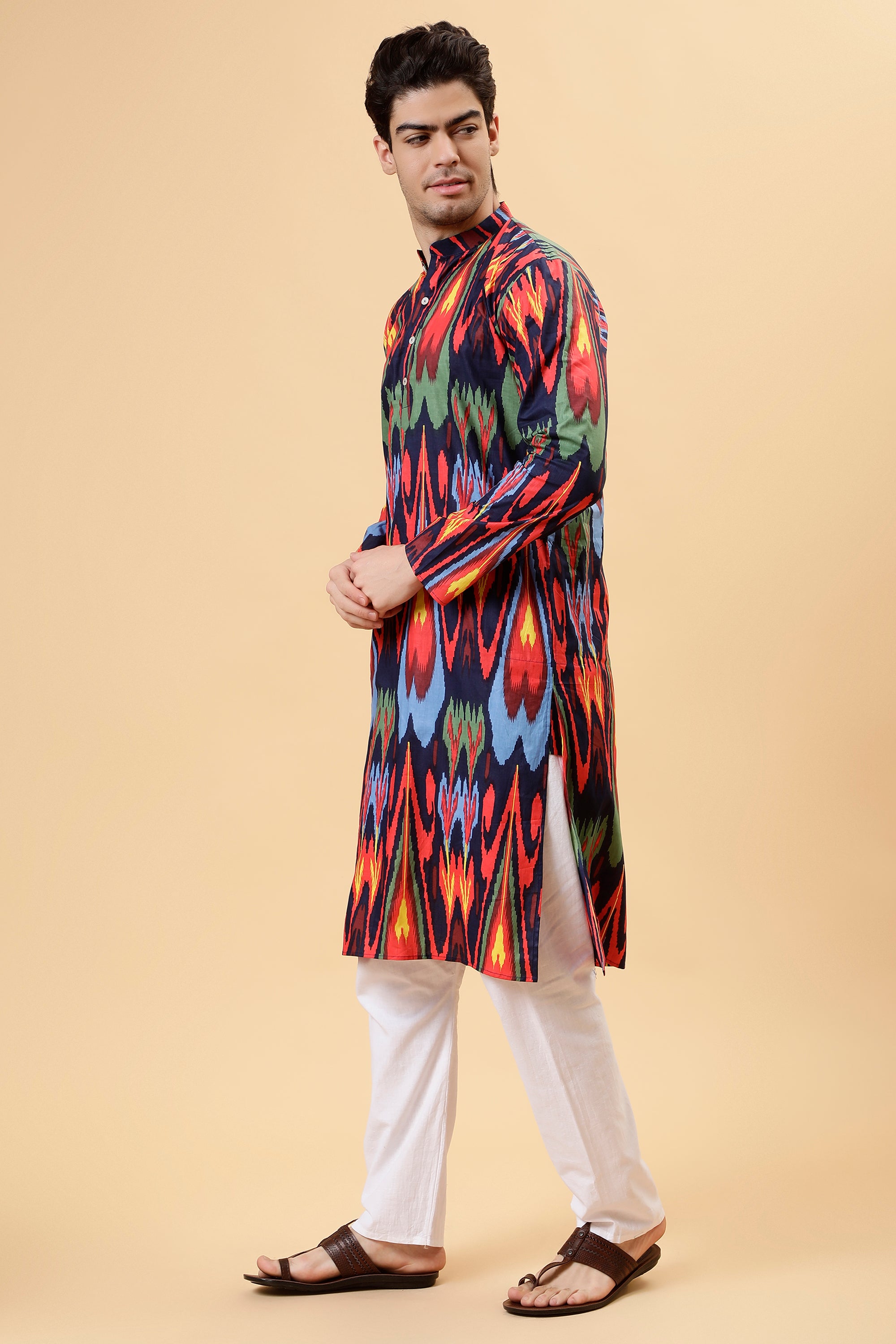 Navy Ikat Kurta