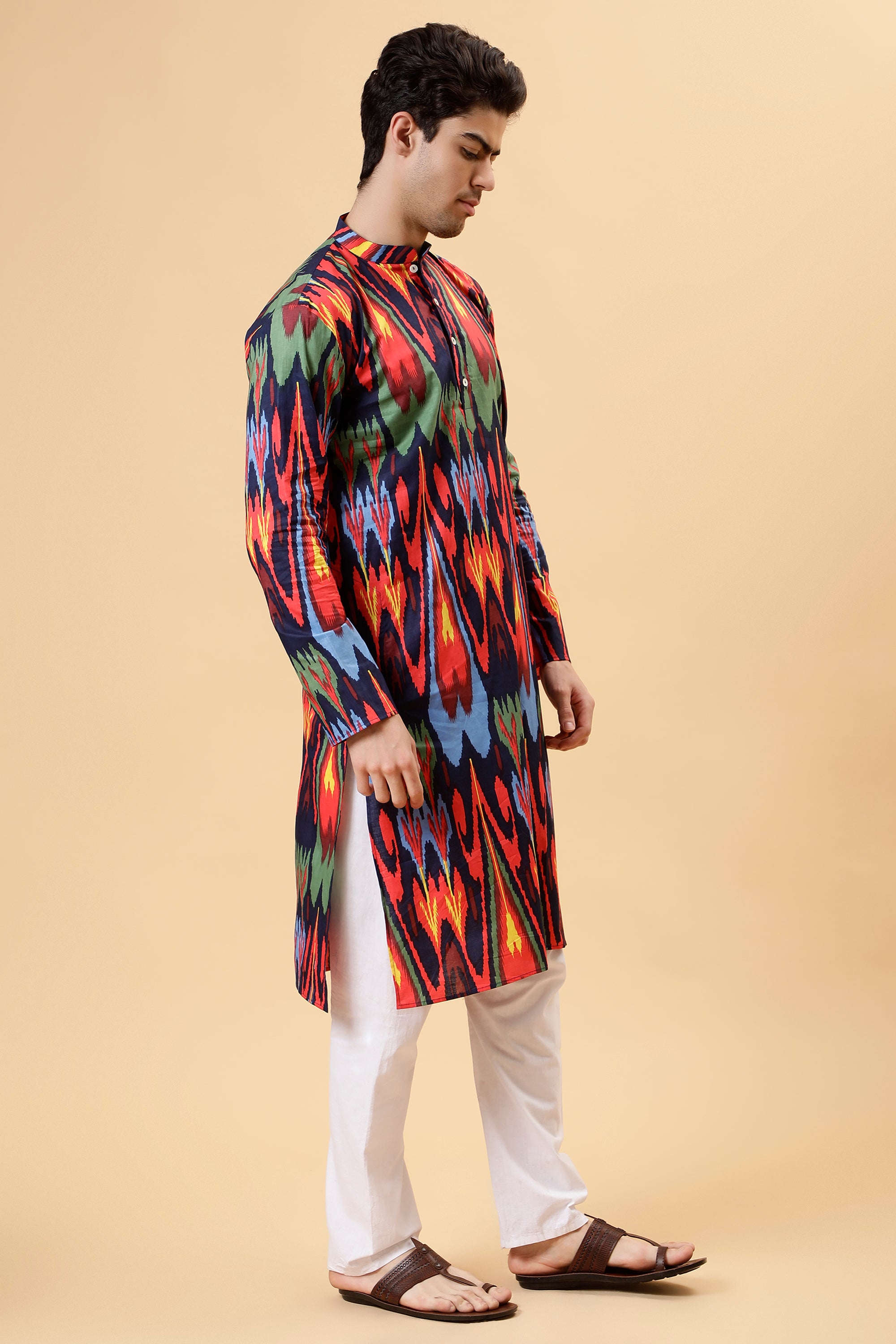 Navy Ikat Kurta