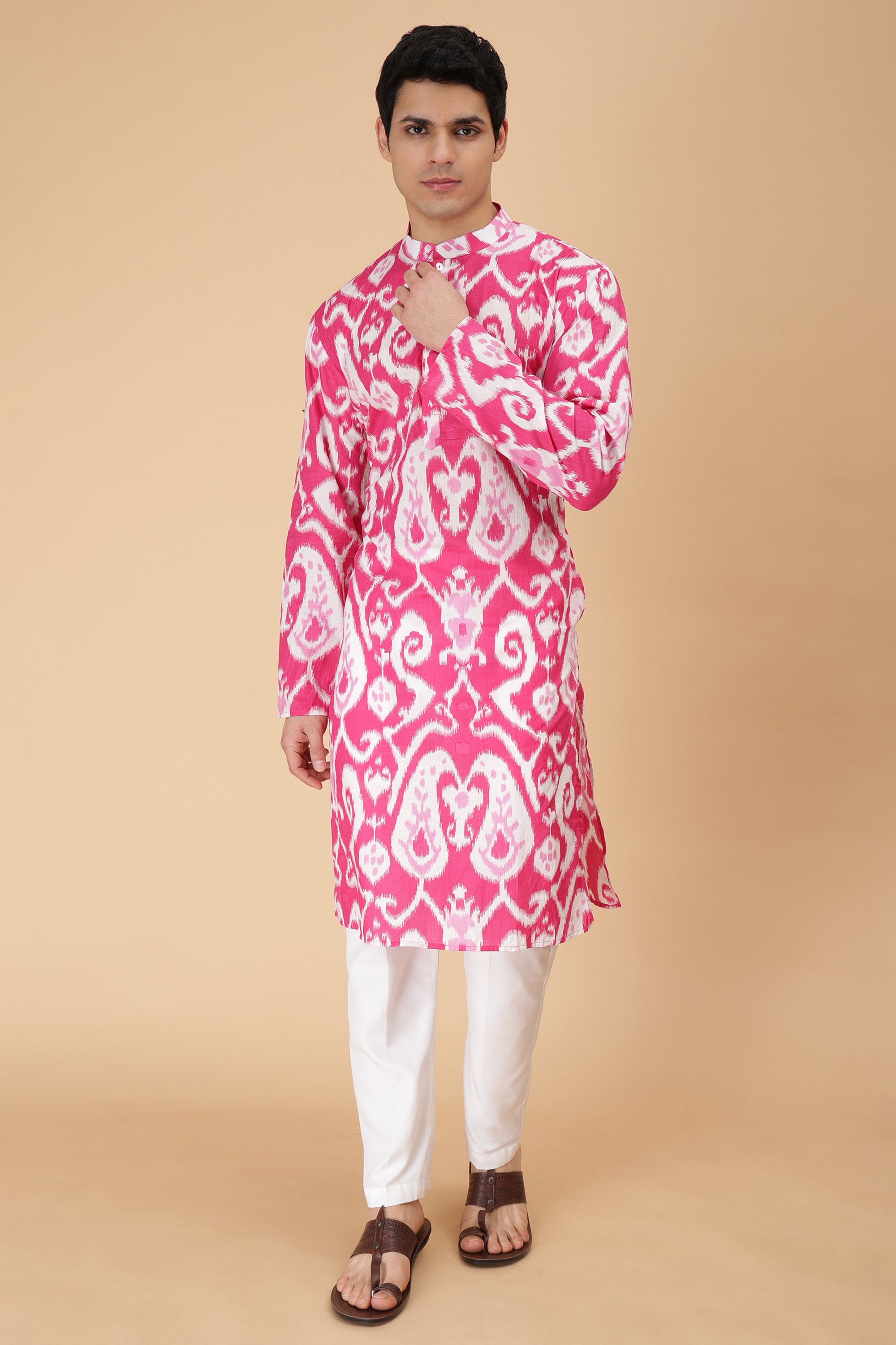 Fuchsia Ikat Kurta