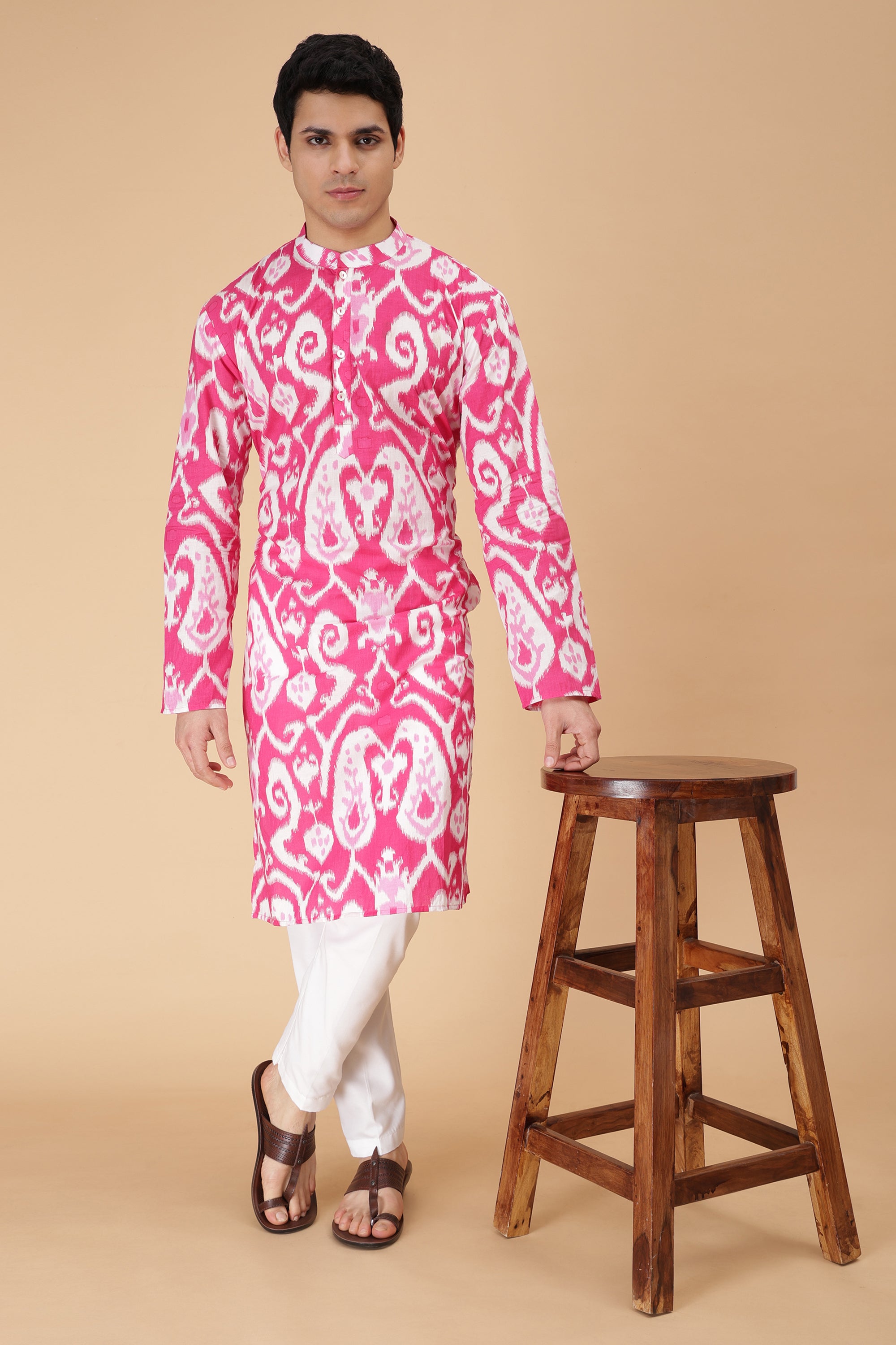 Fuchsia Ikat Kurta