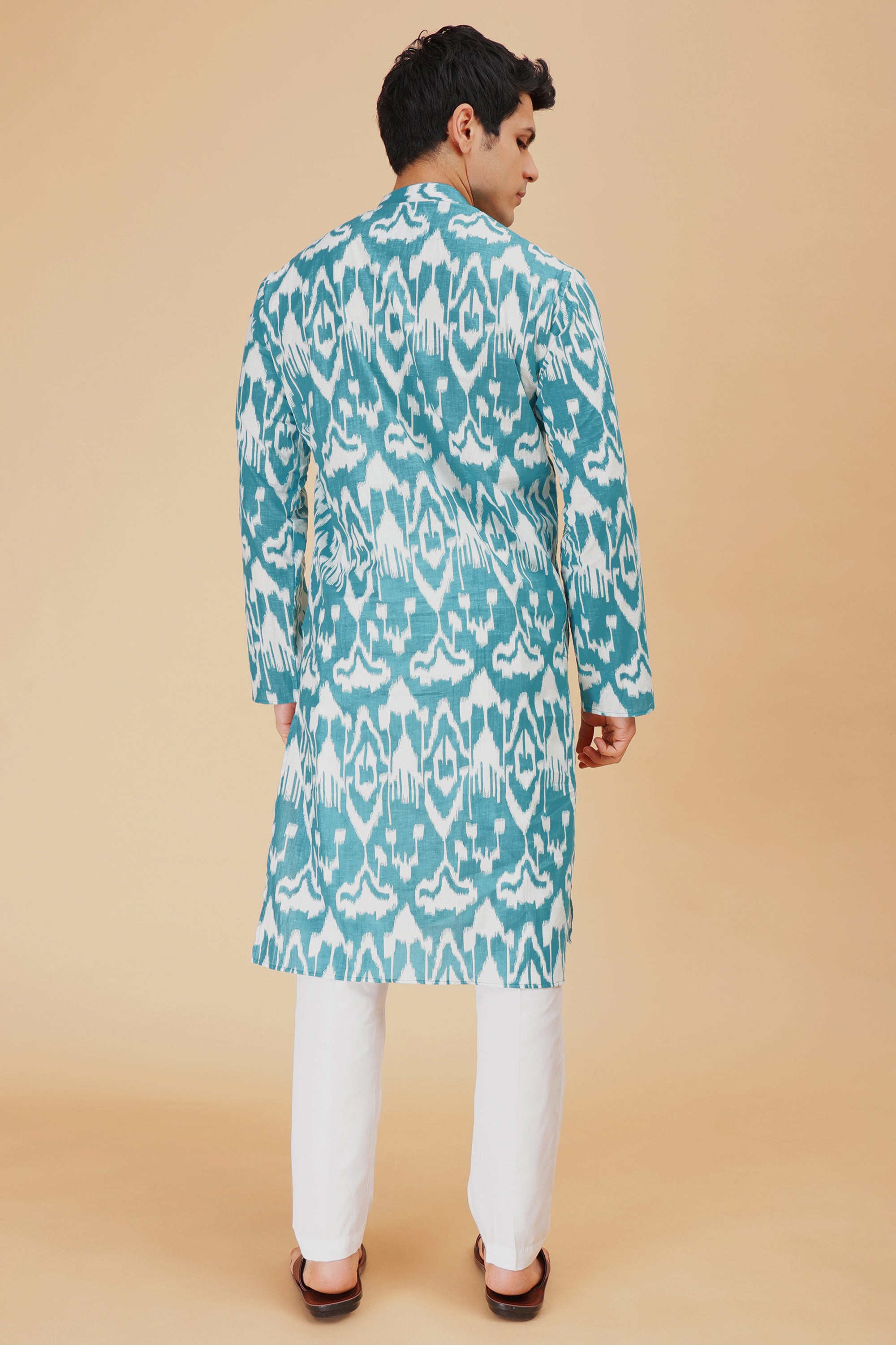 Teal Ikat Kurta