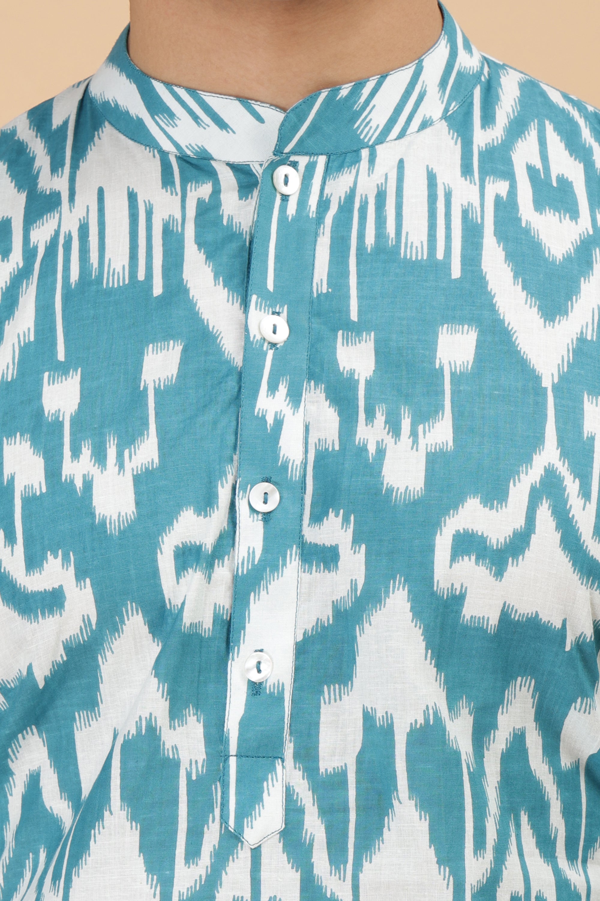 Teal Ikat Kurta