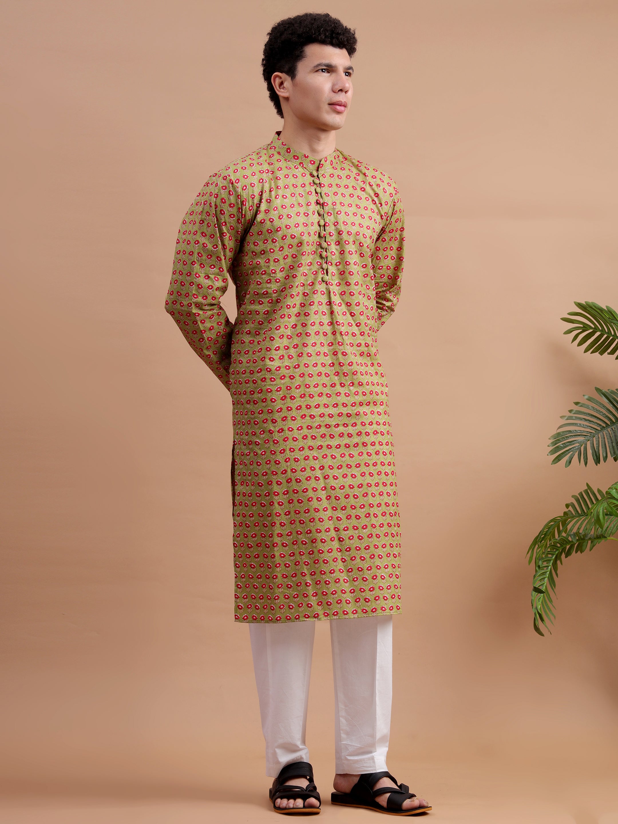 Olive Men Kurta Set