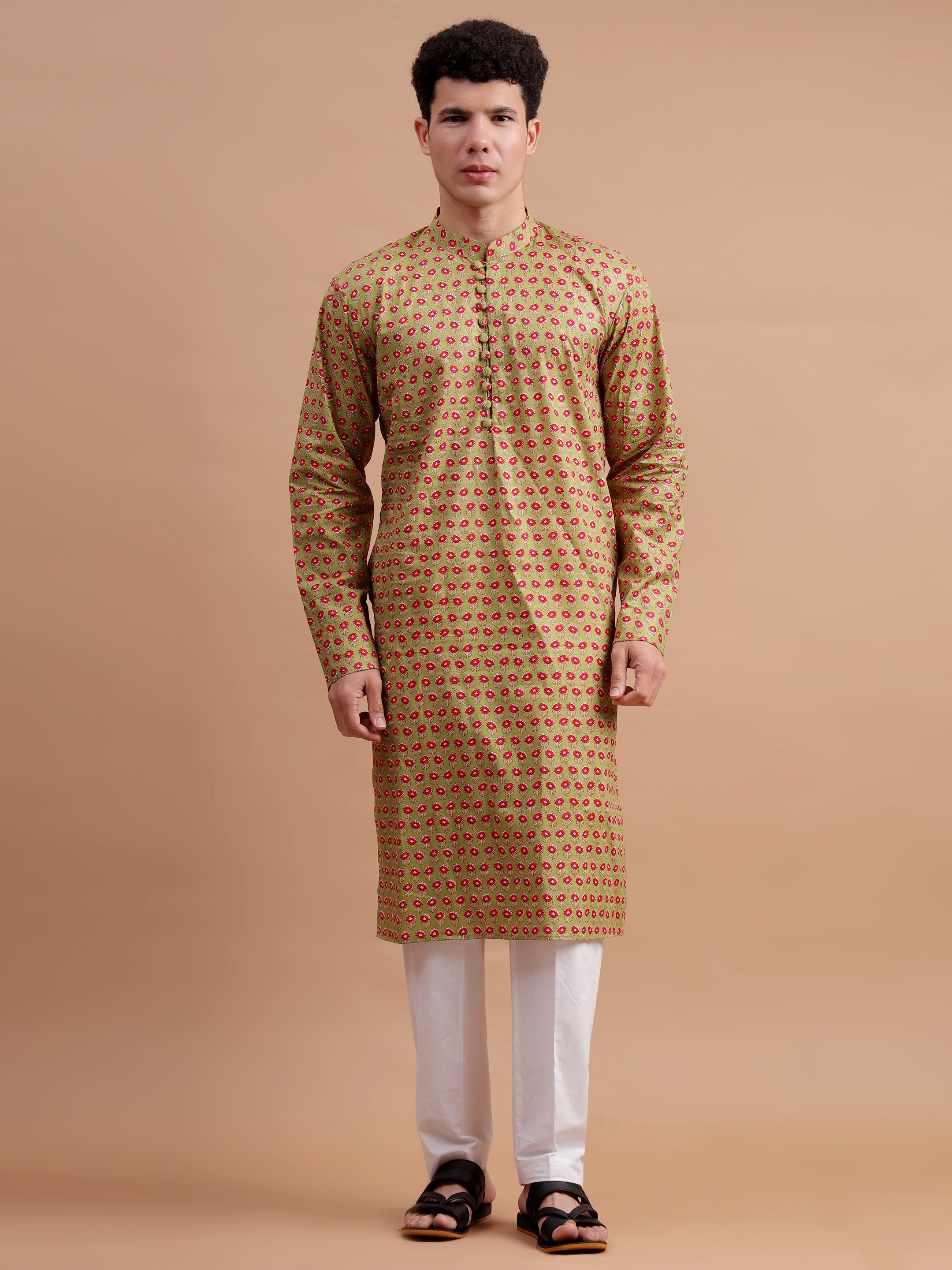 Olive Men Kurta Set